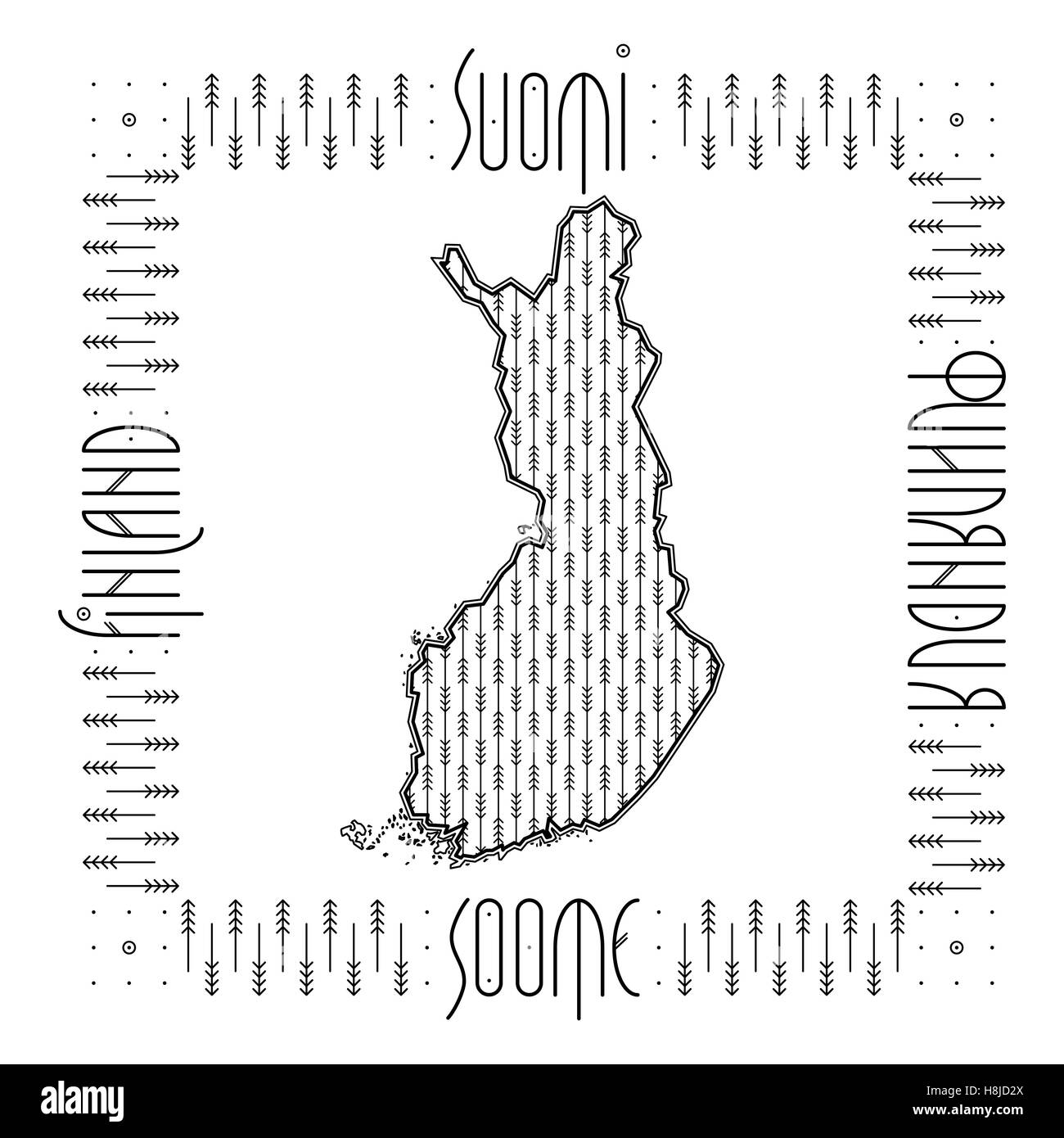 Decorative Map of Finland Stock Vector