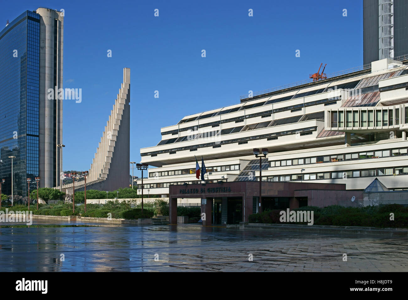 Centro Direzionale Napoli. modern business center designed by Japanese architect Kenzo Tange, in Centro Direzionale Napoli. modern business center designed by Japanese architect Kenzo Tange, in