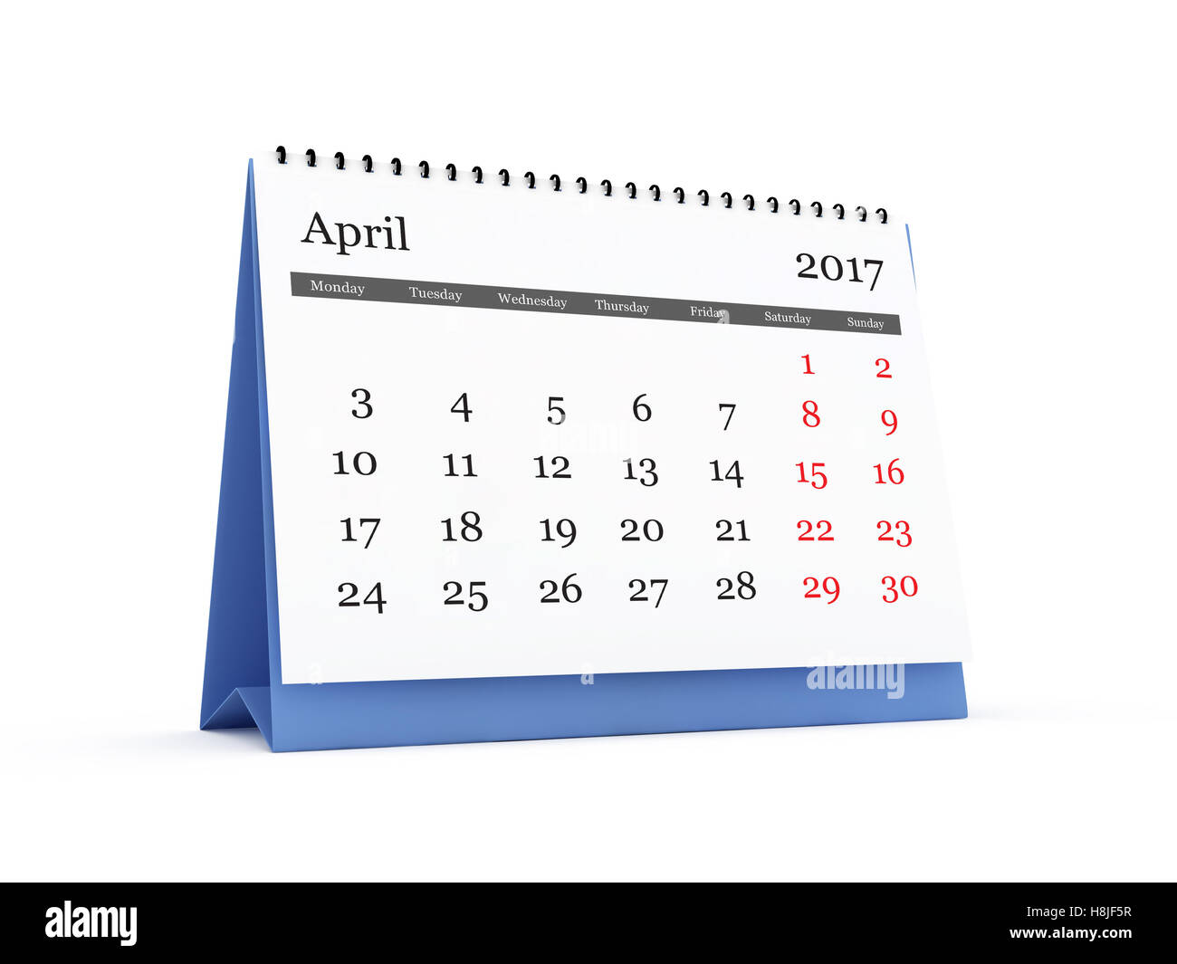 Montly desk calendar, April month, 2017 year, isolated on white ...