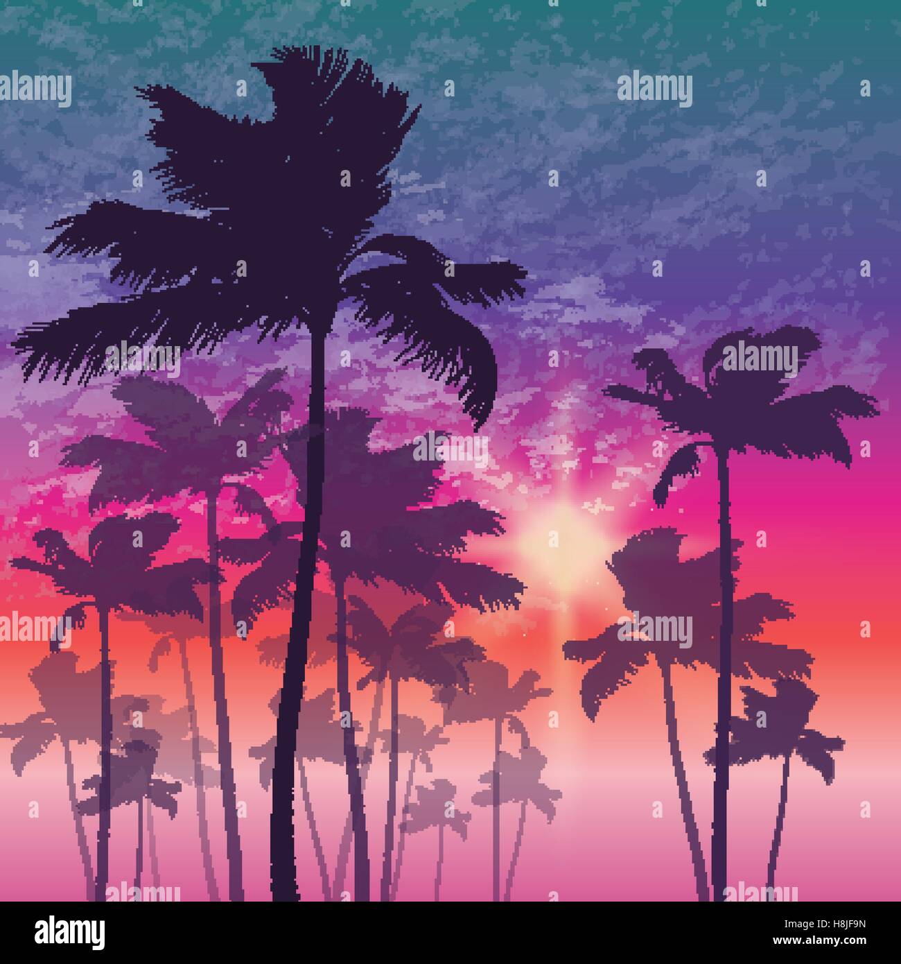 Tropical palm tree and sunset sky Stock Vector Image & Art - Alamy