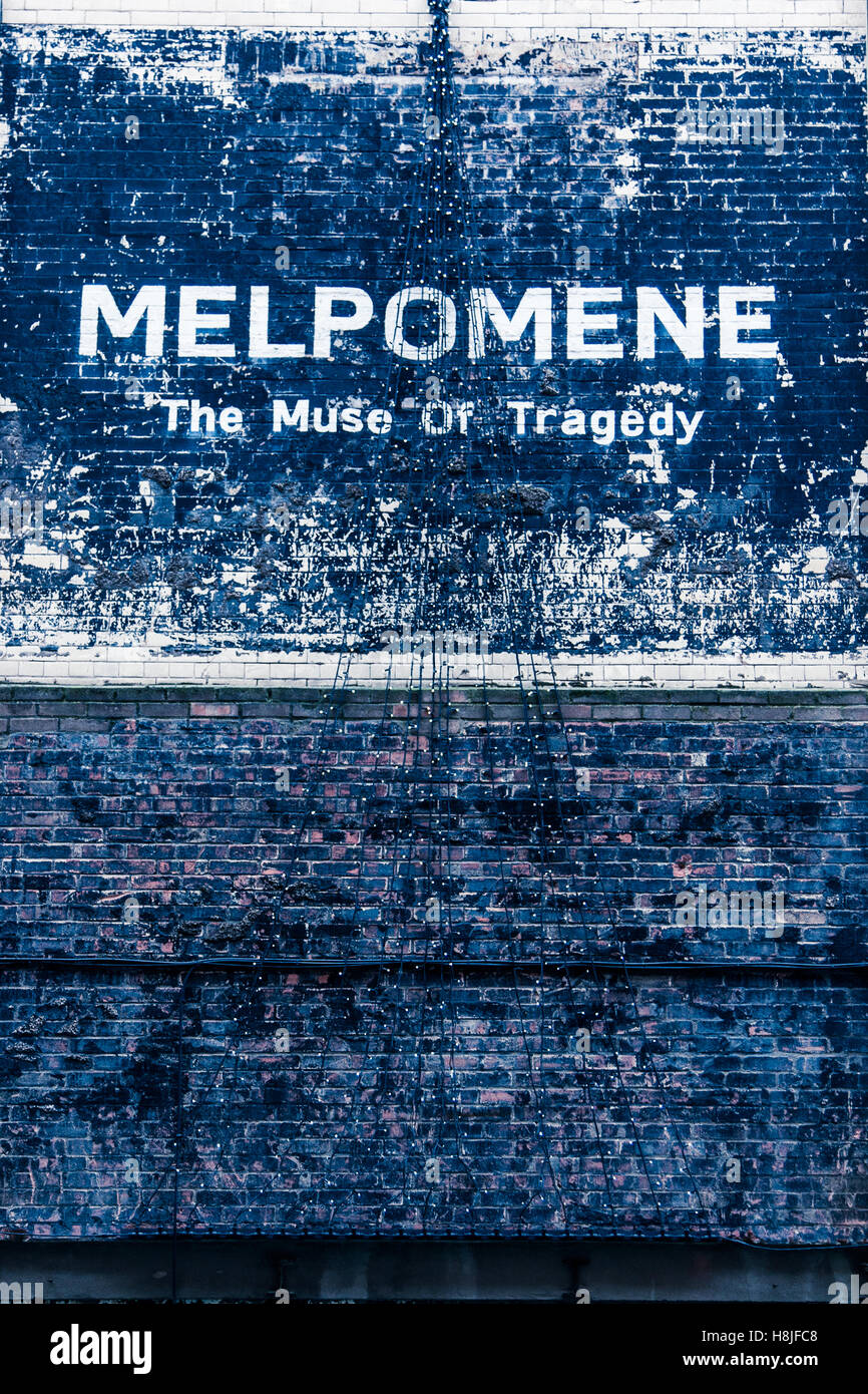 Melpomene painted on London wall Stock Photo