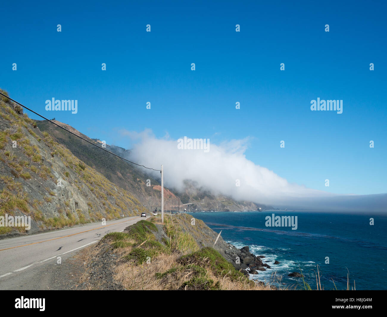 Cabrillo Highway crossing Big Sur by the Pacific Ocean Stock Photo