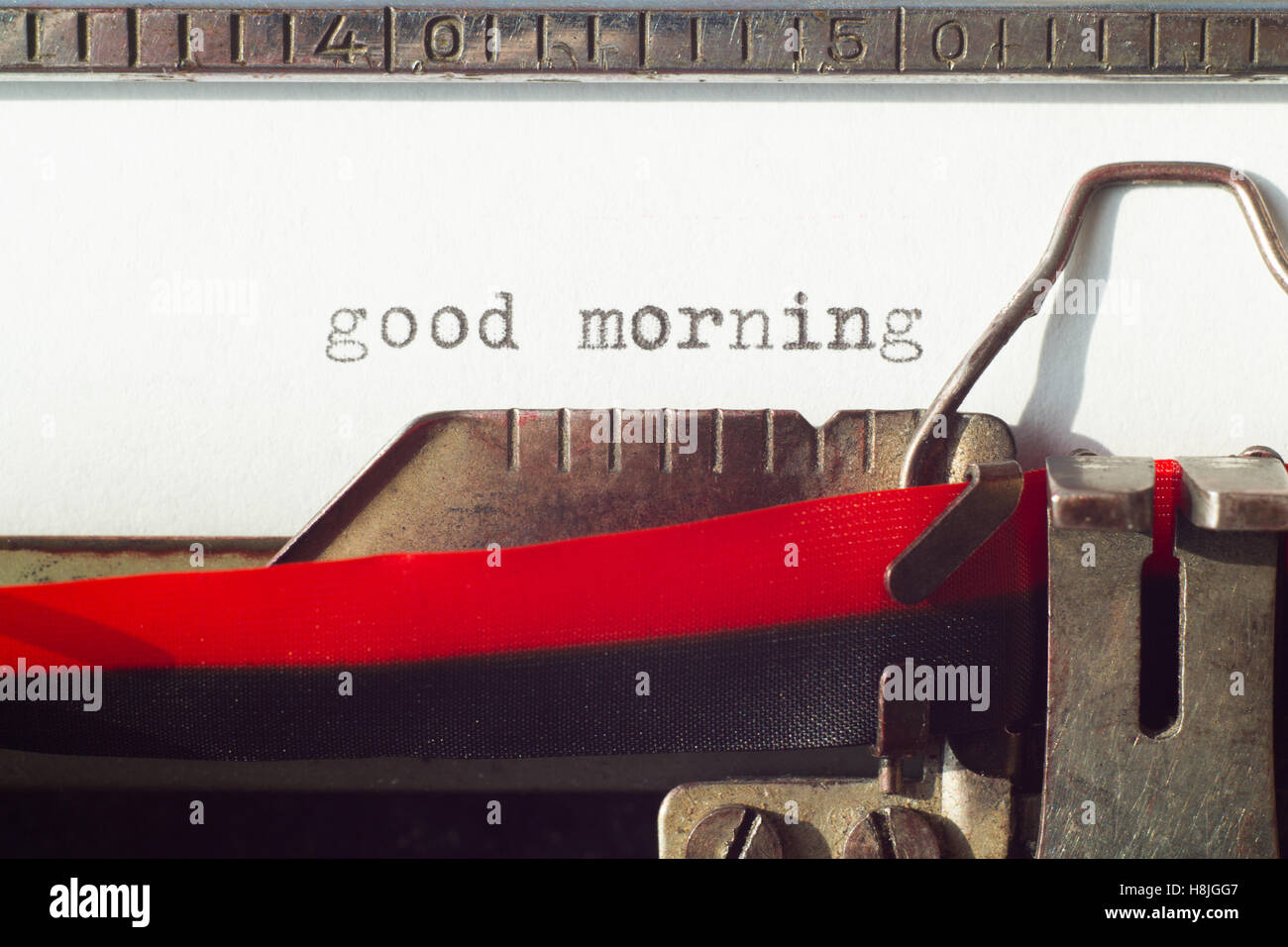 Good morning message on old typewriter machine Stock Photo