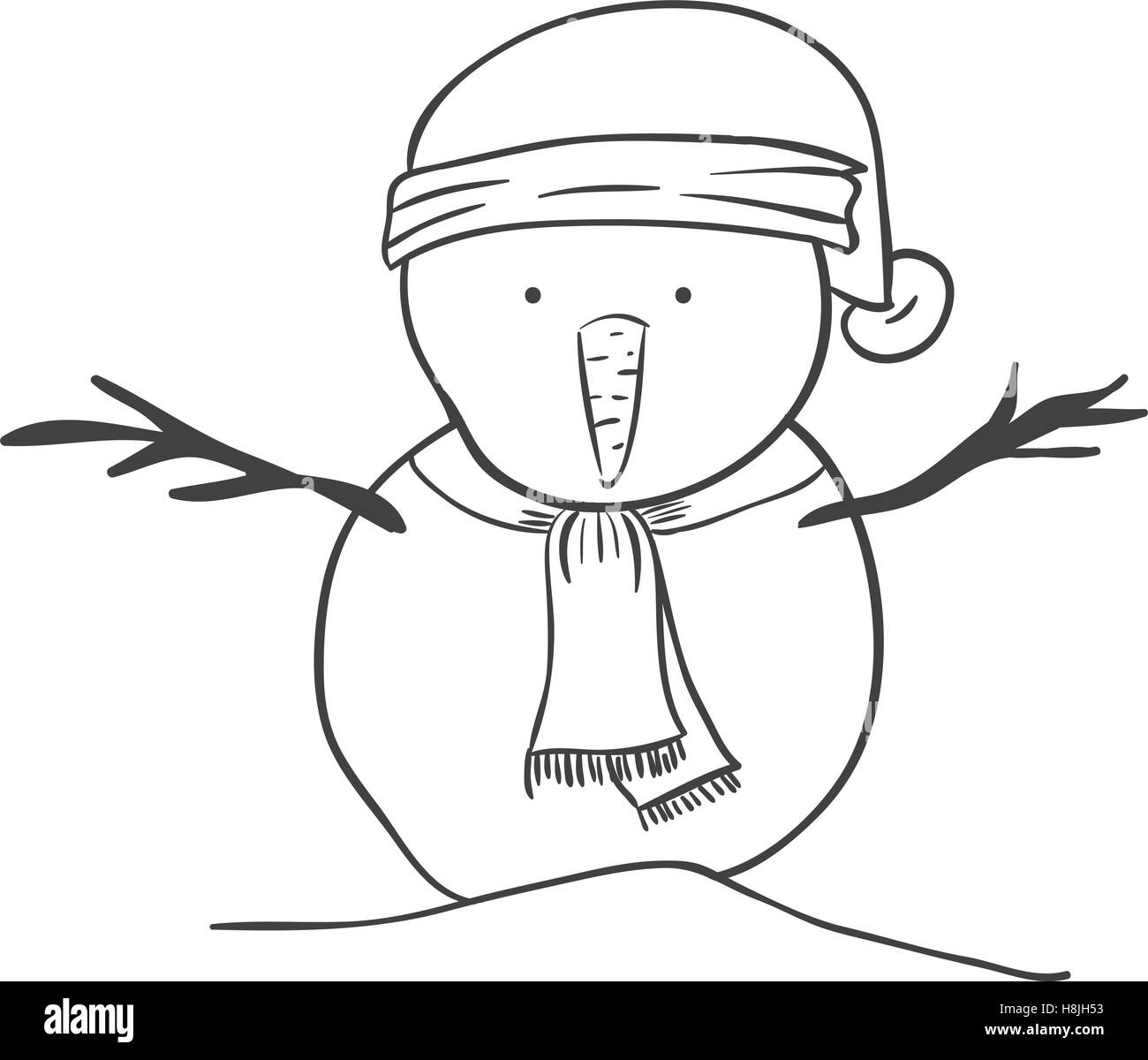 silhouette snowman with hat and scarf vector illustration Stock Vector ...