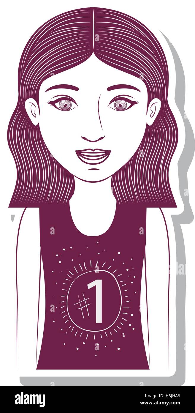 Silhouette Teenager With Short Wavy Hair Vector Illustration Stock