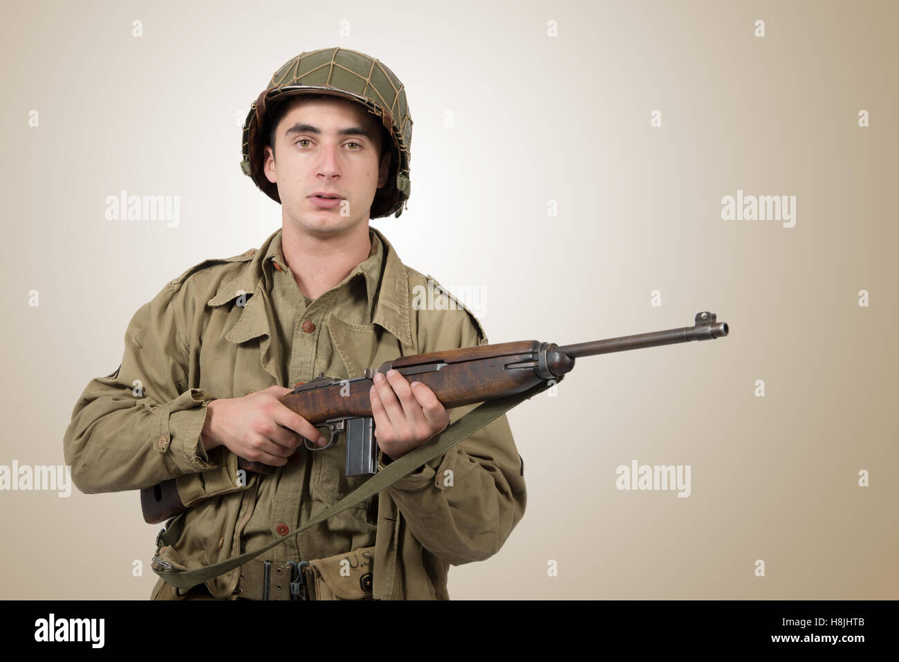 portrait of young American soldier, ww2, gi's Stock Photo