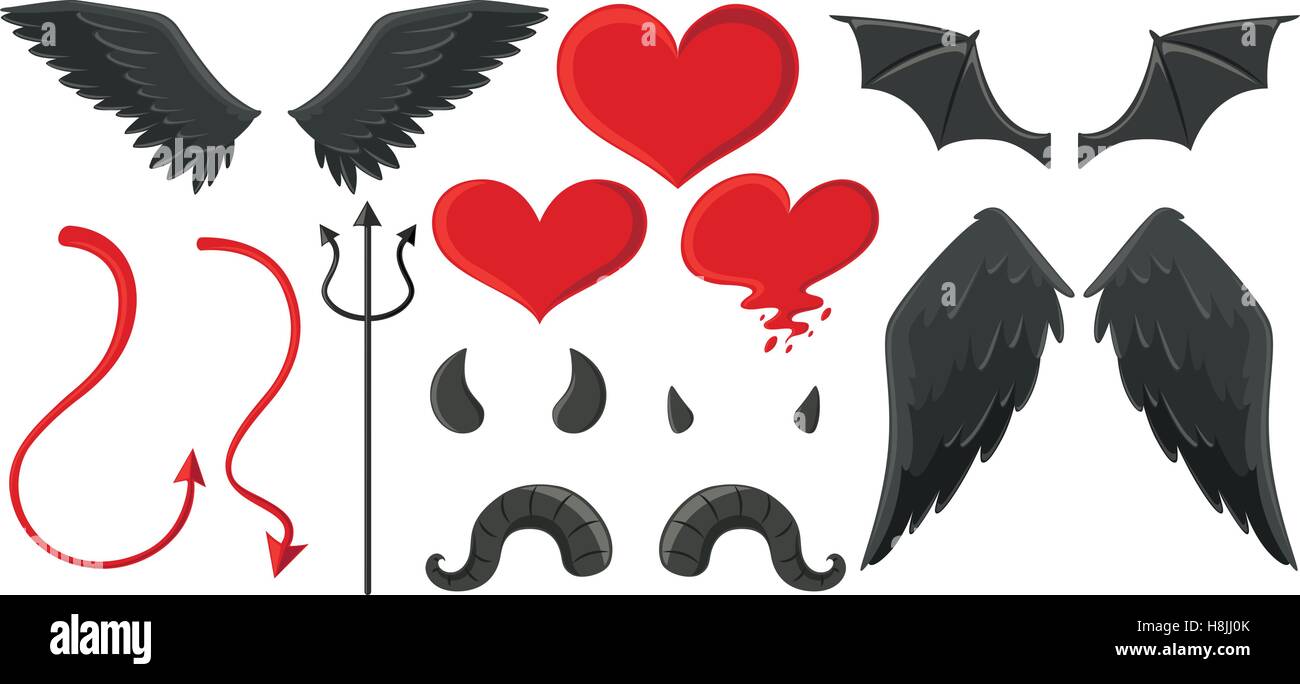 Angel wings and devil horns illustration Stock Vector Image & Art Alamy