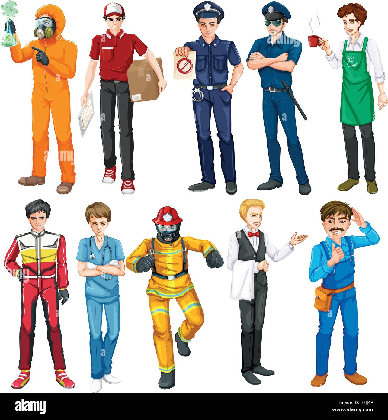 Men doing different types of jobs illustration Stock Vector Image & Art