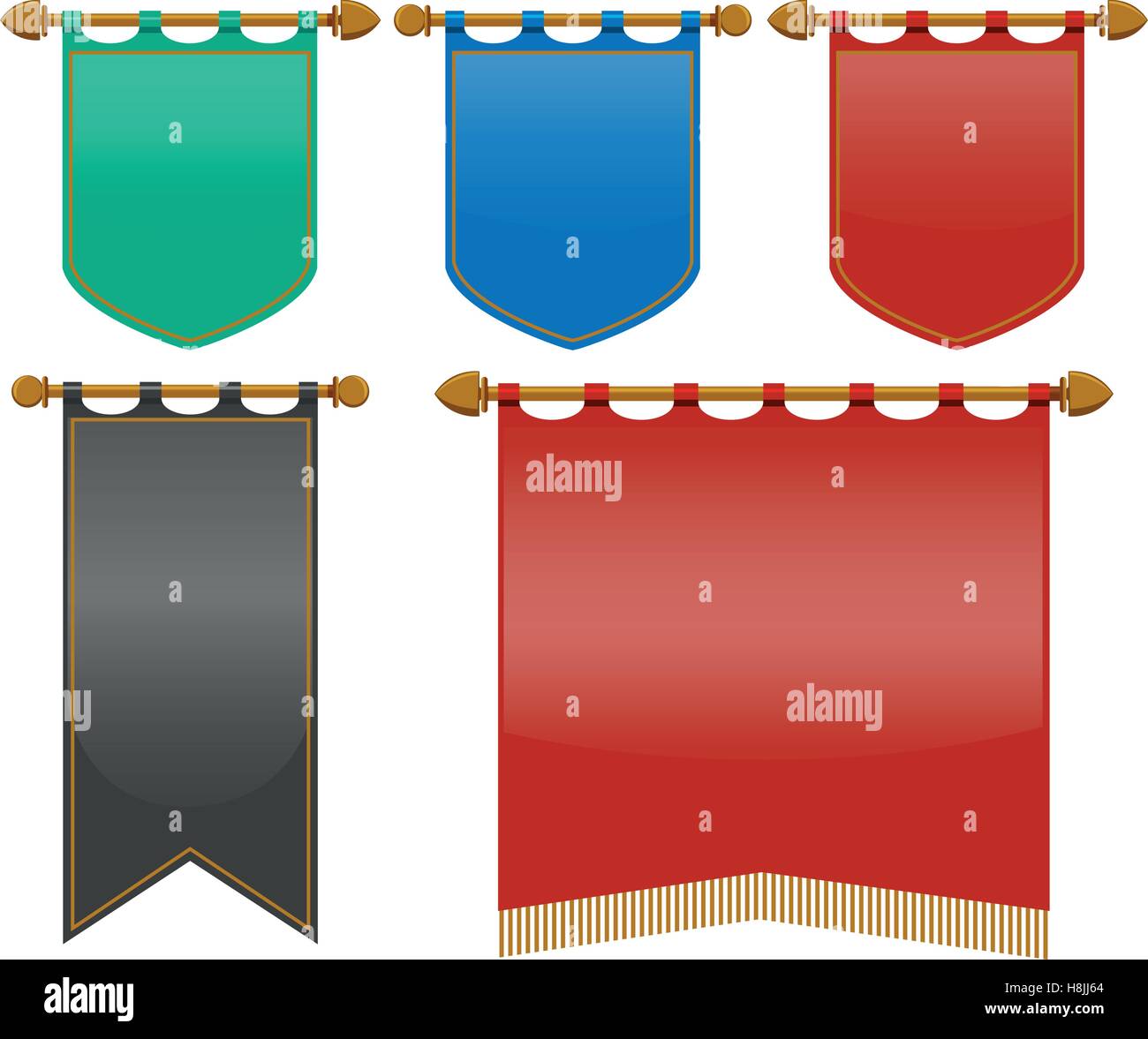 Medieval flags in different colors illustration Stock Vector Image ...
