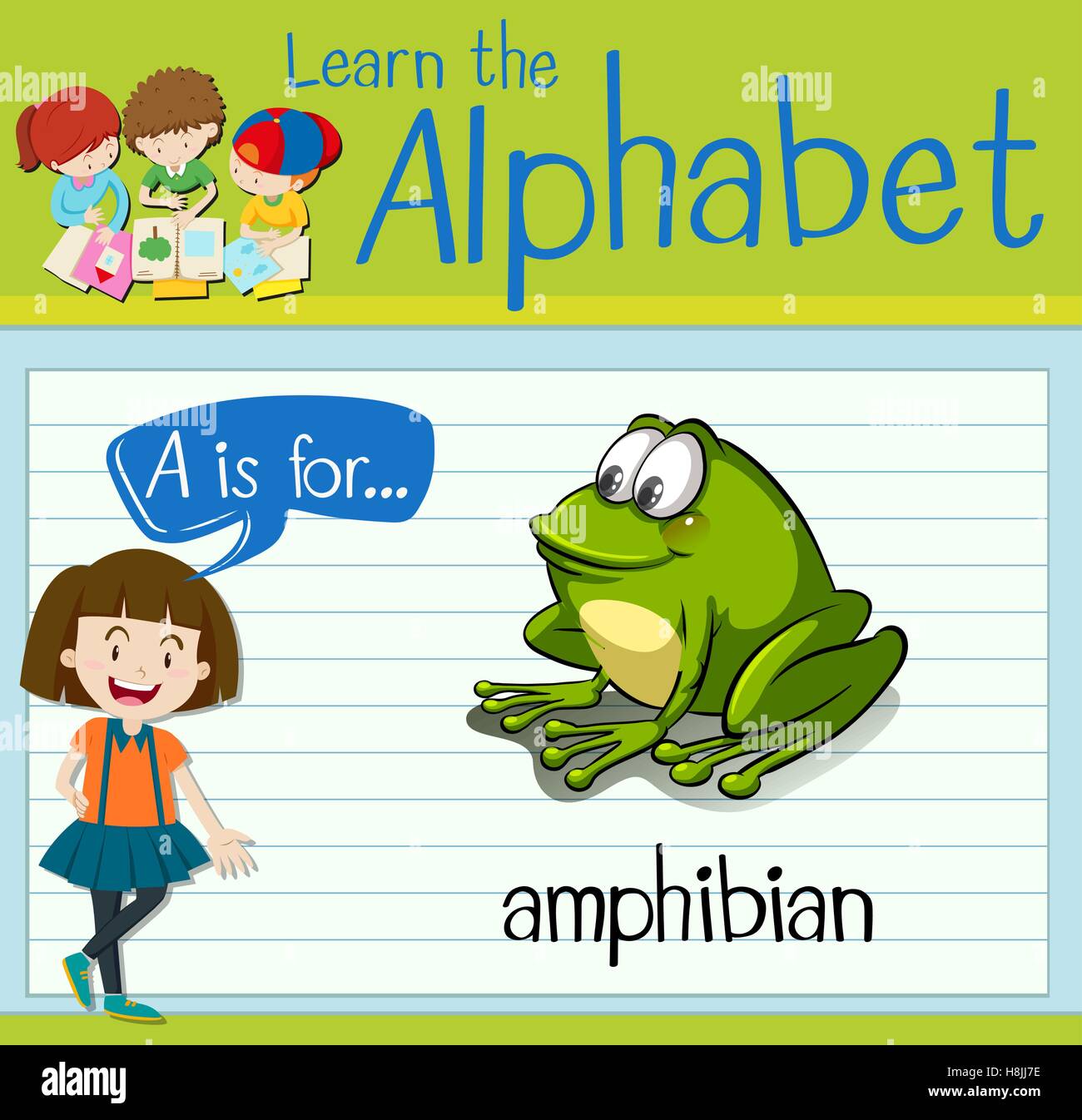 Flashcard letter A is for amphibian illustration Stock Vector Image ...