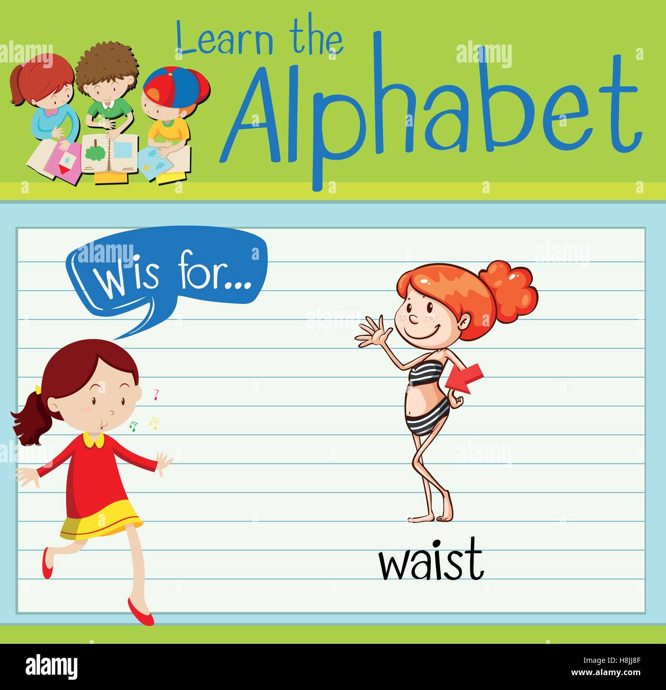 Flashcard letter W is for waist illustration Stock Vector Image & Art ...