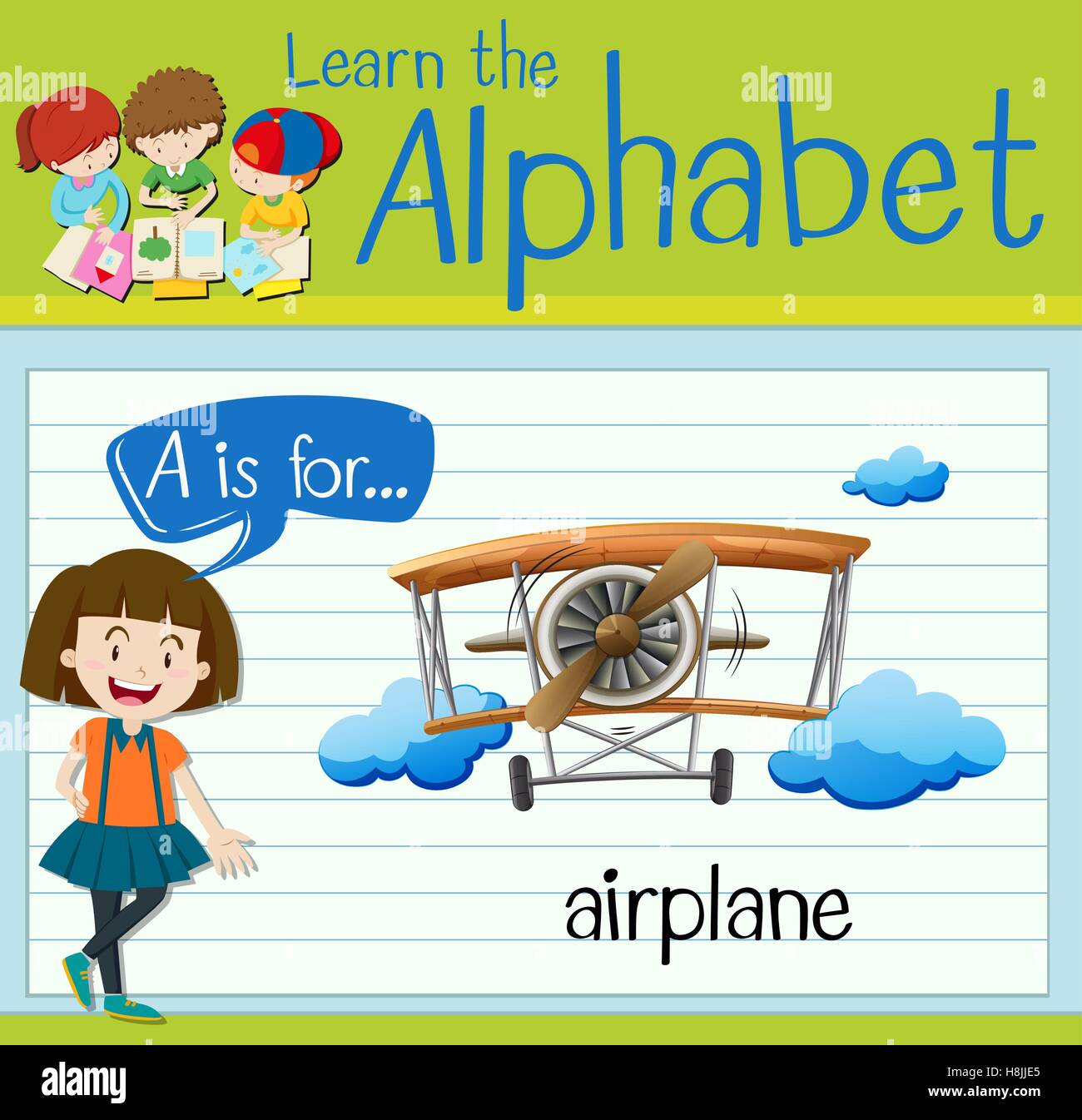 Flashcard Letter A Is For Airplane Illustration Stock Vector Image