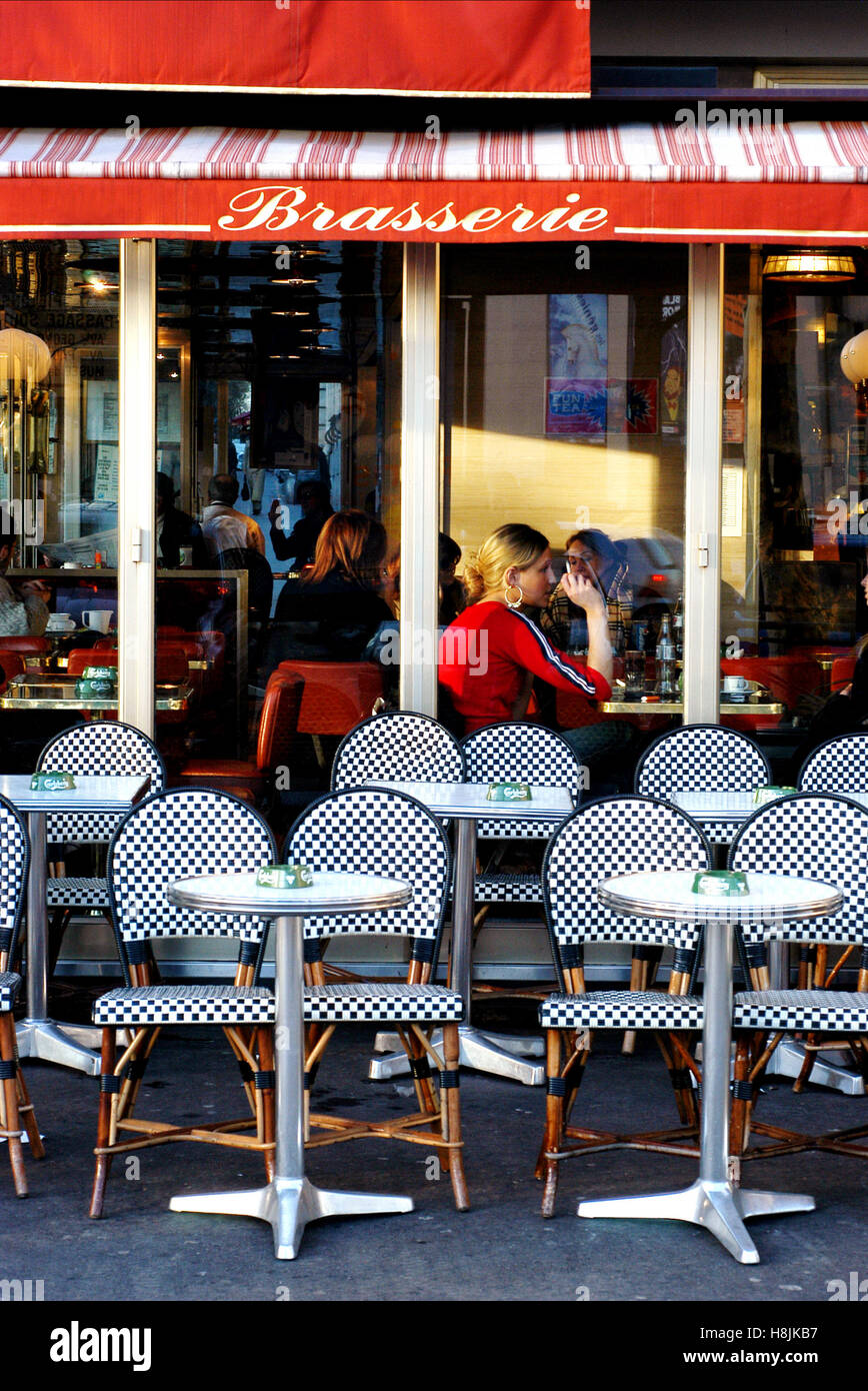 French brasserie in Trocadero, Paris, France Stock Photo