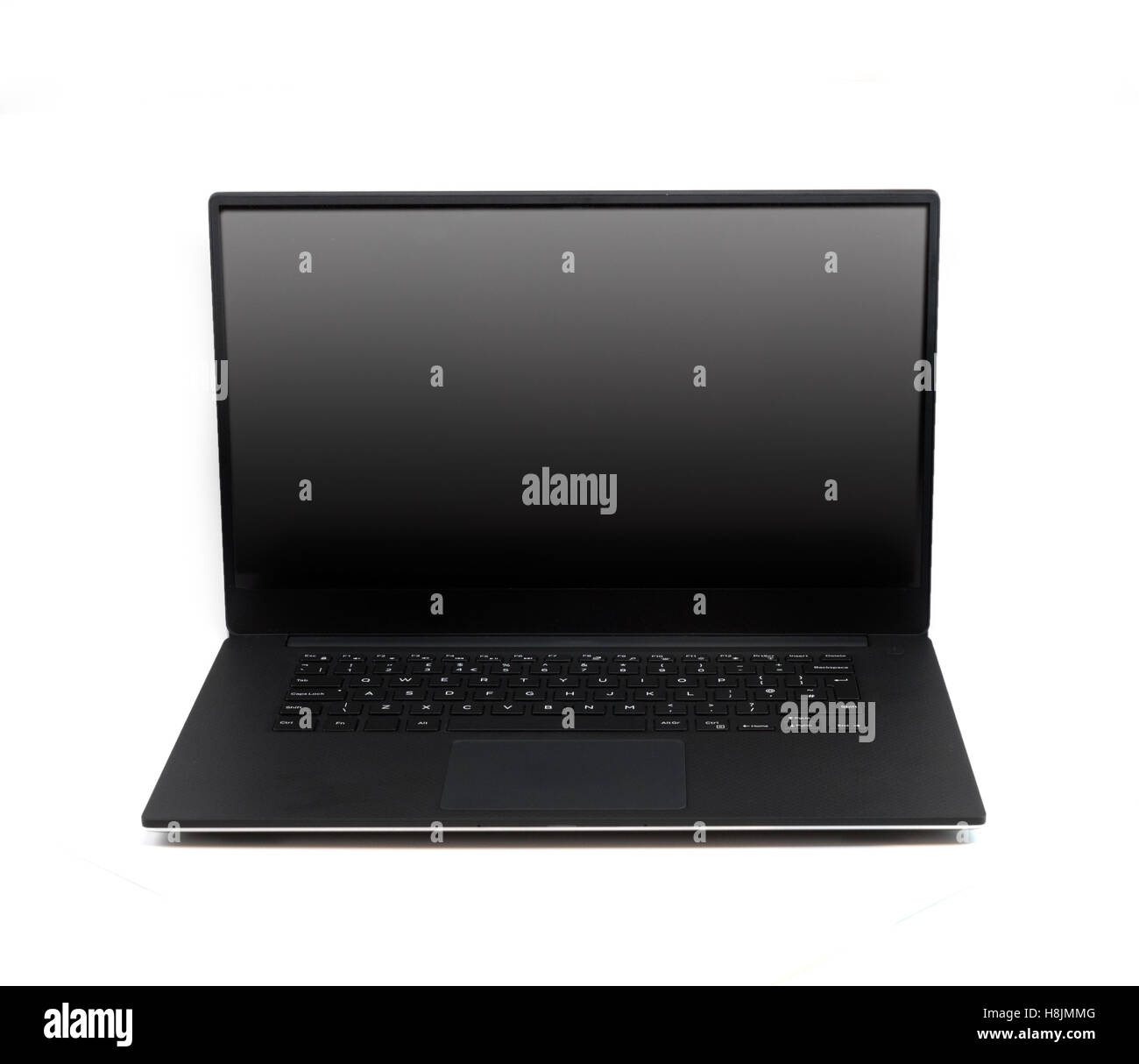 Premium black laptop on white background Stock Photo