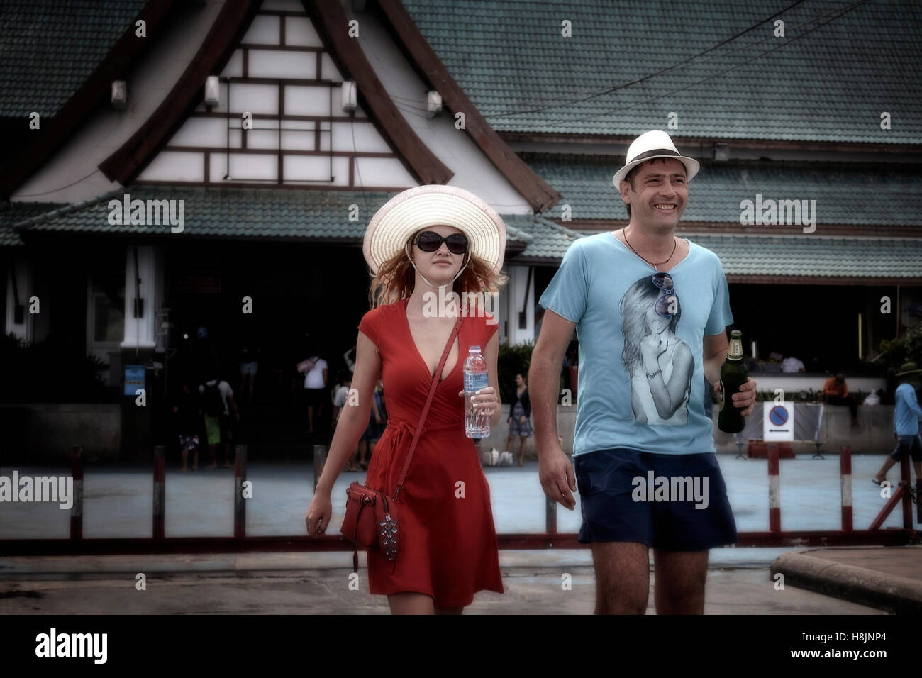 Thailand Tourist couple holidaying in Pattaya Thailand S. E. Asia Stock Photo