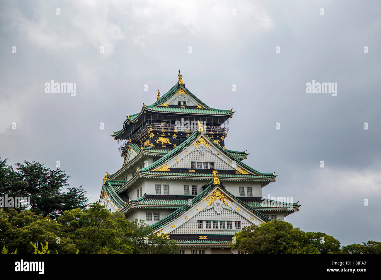 View at the Osaka castle in Japan Stock Photo