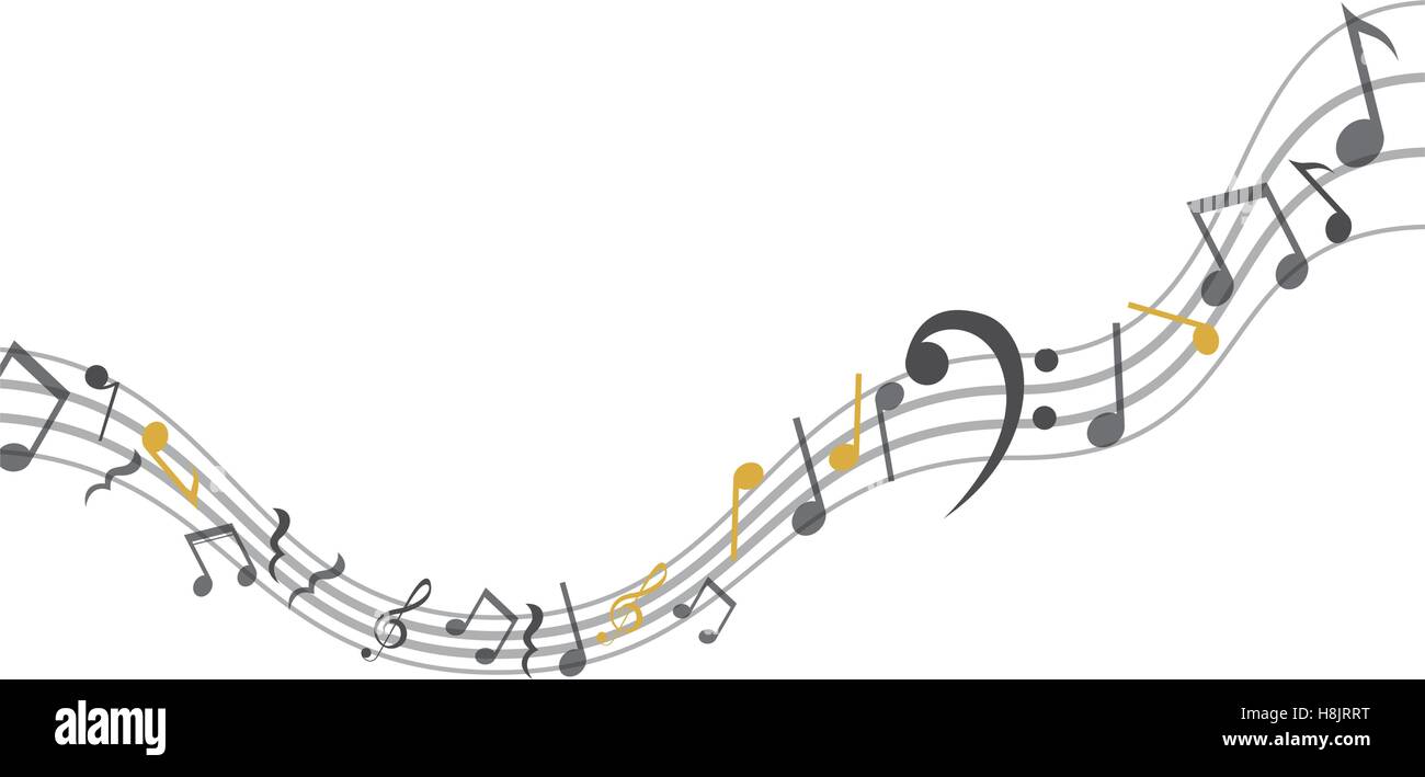 Music note icon. Sound melody pentagram and musical theme. Isolated design. Vector illustration