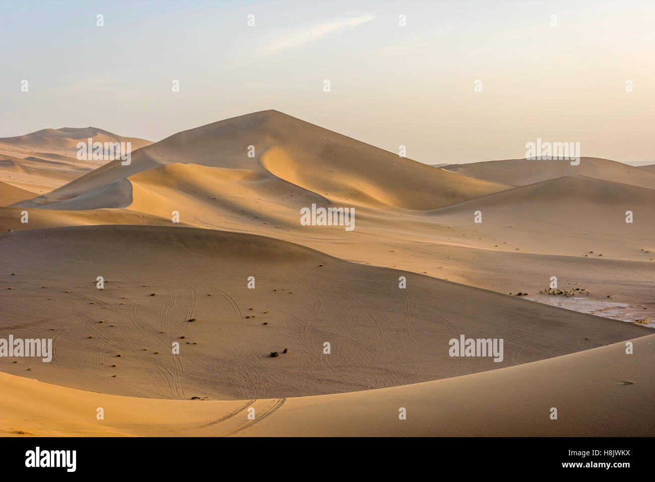 Colorful sand dunes in Gobi desert in afternoon sun, Dunhuang, China ...