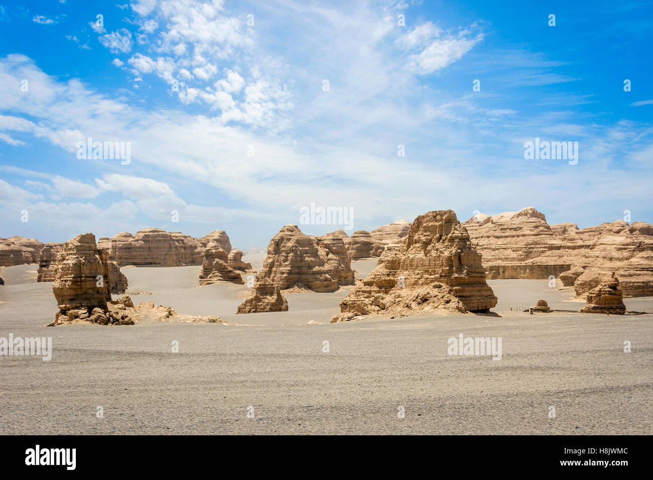 Rock formations in Dunhuang Yardang National Geopark, Gobi Desert