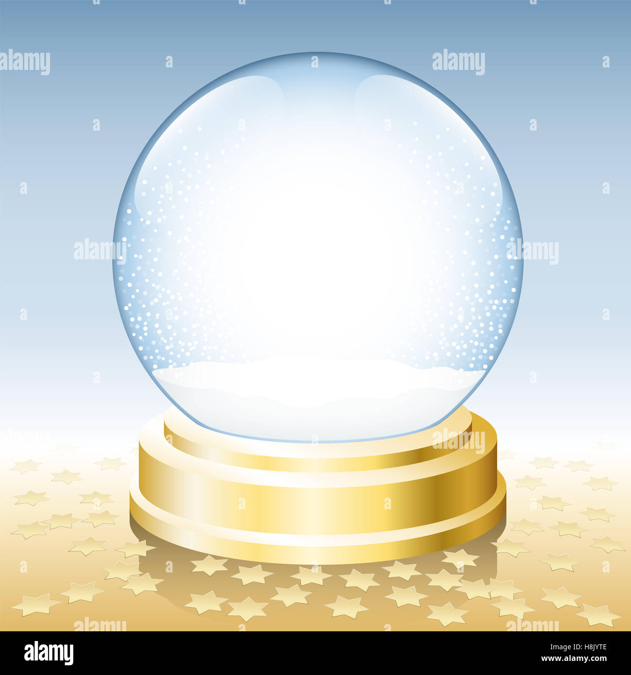 Snow globe on golden base - waiting to be filled and decorated. Stock Photo