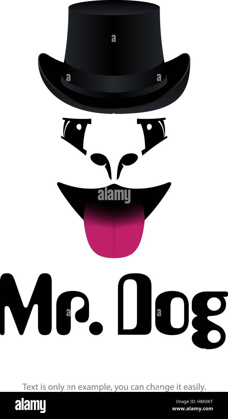 Vector logo of a dog with hat on white background for your design works ...