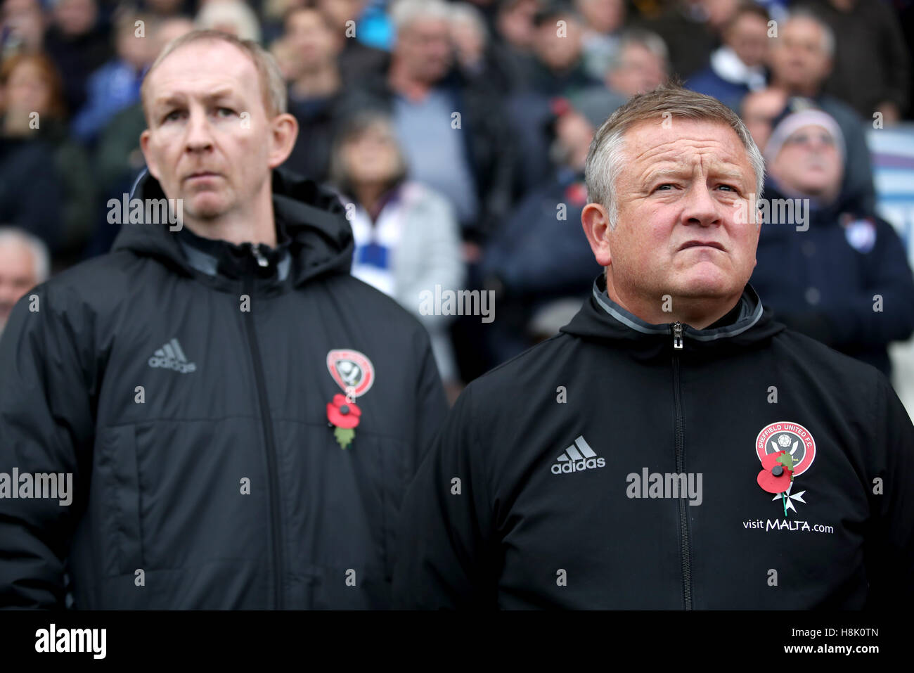 Sheffield United Manager Chris Wilder Right And Assistant Alan Knill Left During The Sky Bet League One Match At The Proact Stadium Chesterfield Stock Photo Alamy