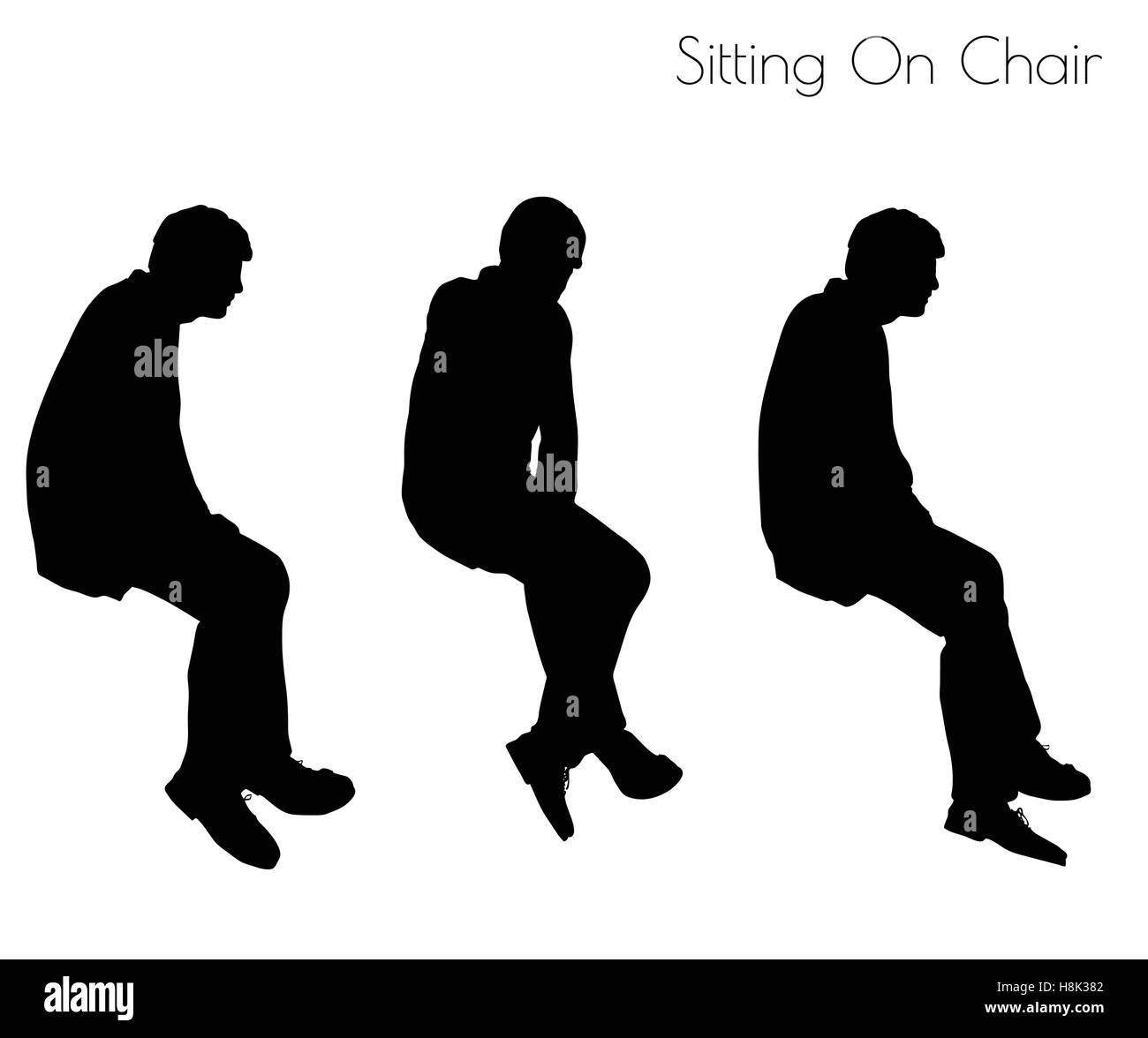 Silhouette man sitting on chair Black and White Stock Photos & Images ...
