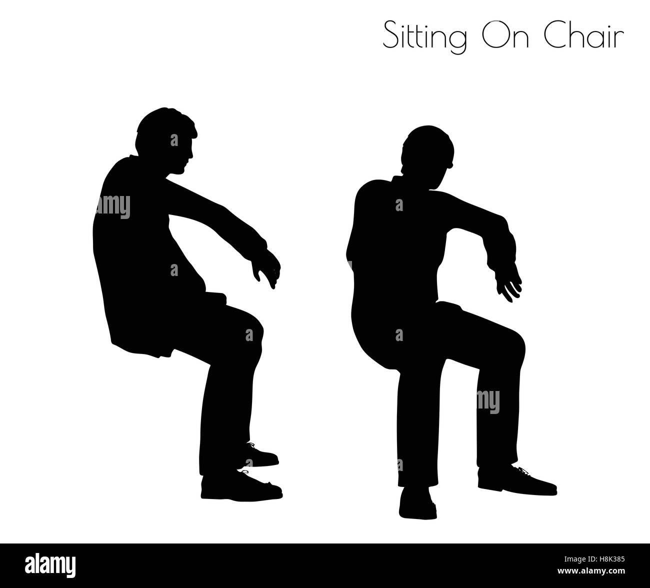 EPS 10 vector illustration of man in Sitting Pose On Chair pose on white background Stock Vector