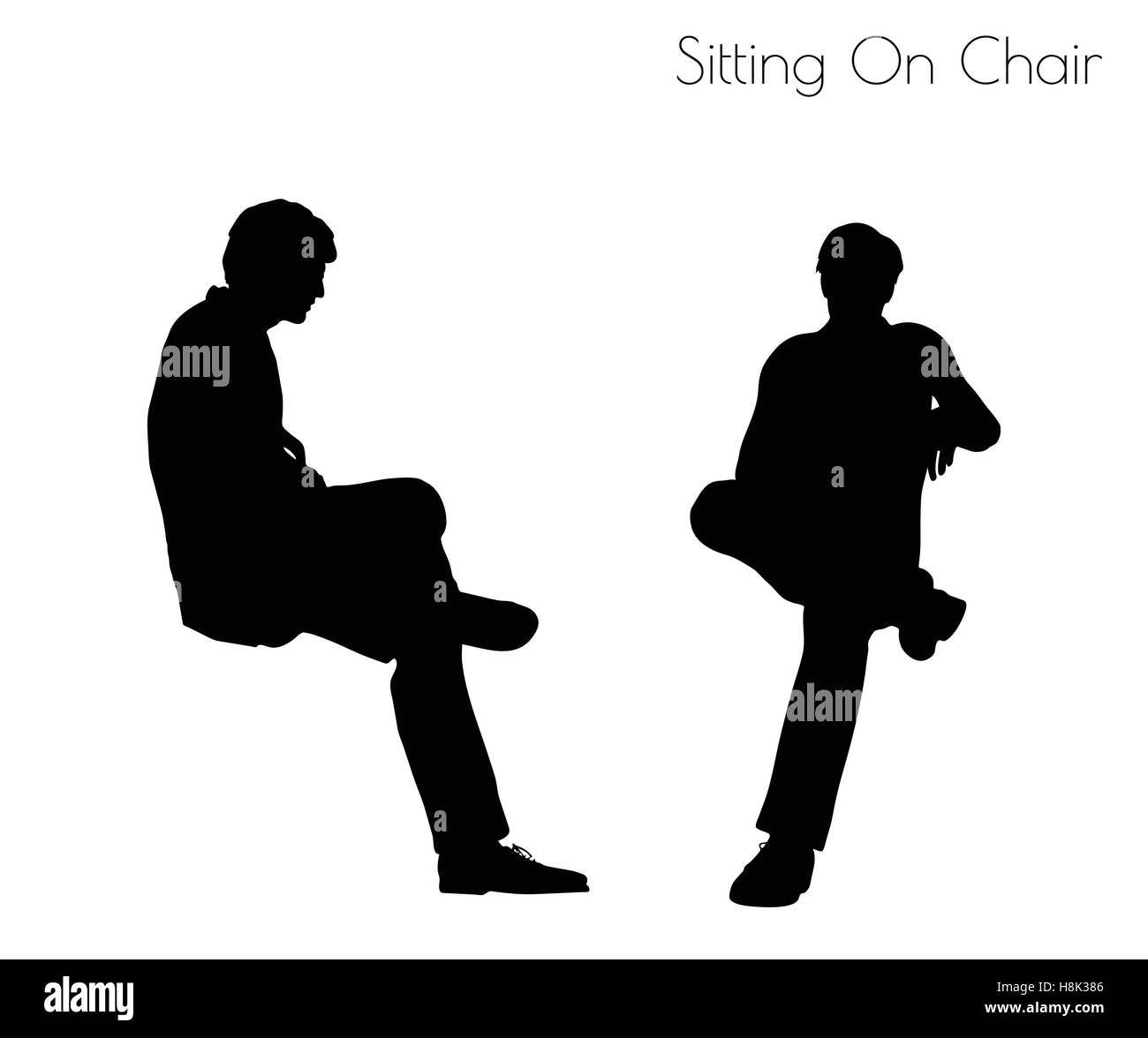 Silhouette Man Sitting On Chair Black and White Stock Photos & Images ...