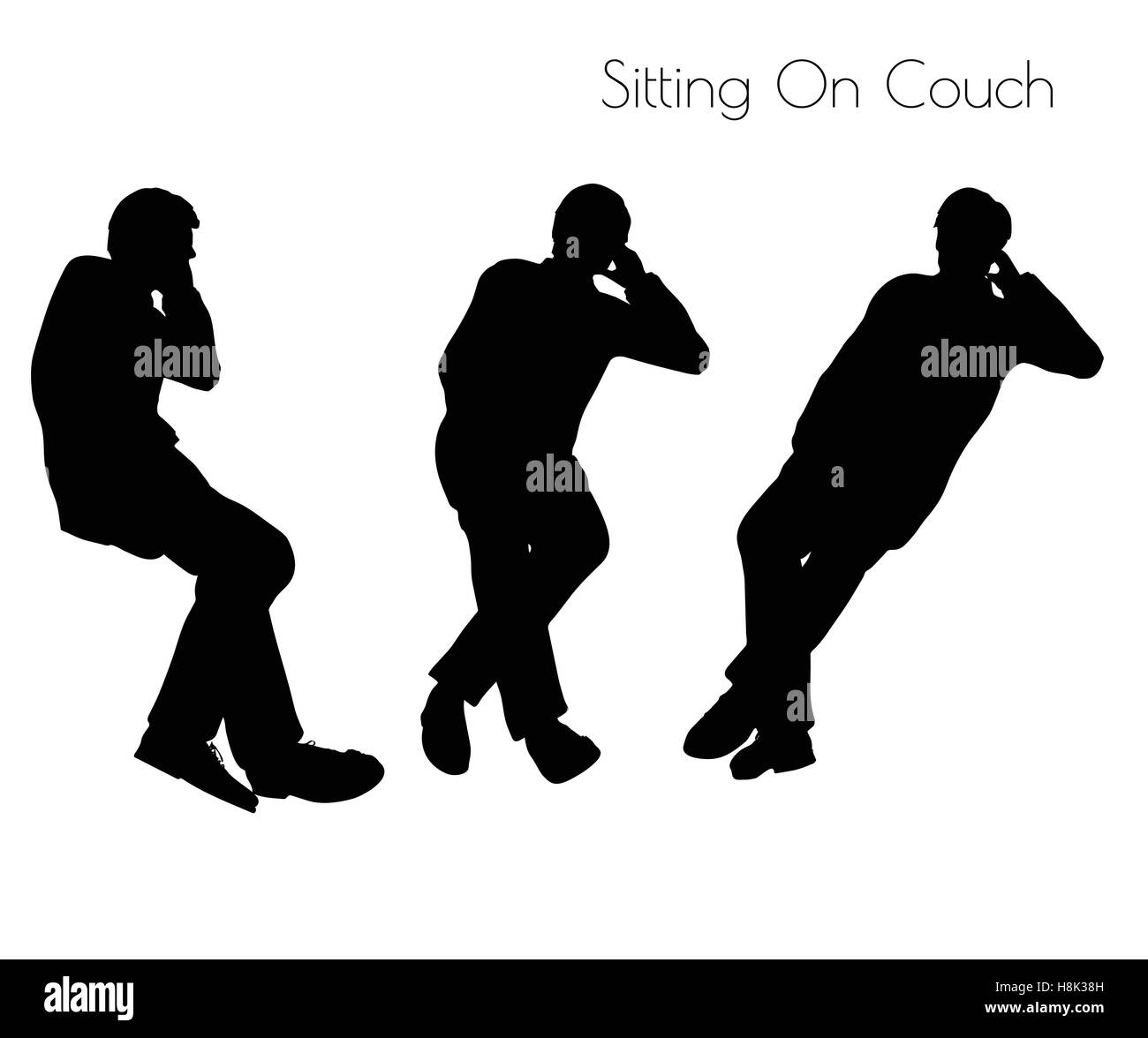 EPS 10 vector illustration of man in Sitting Pose On Couch pose on white background Stock Vector