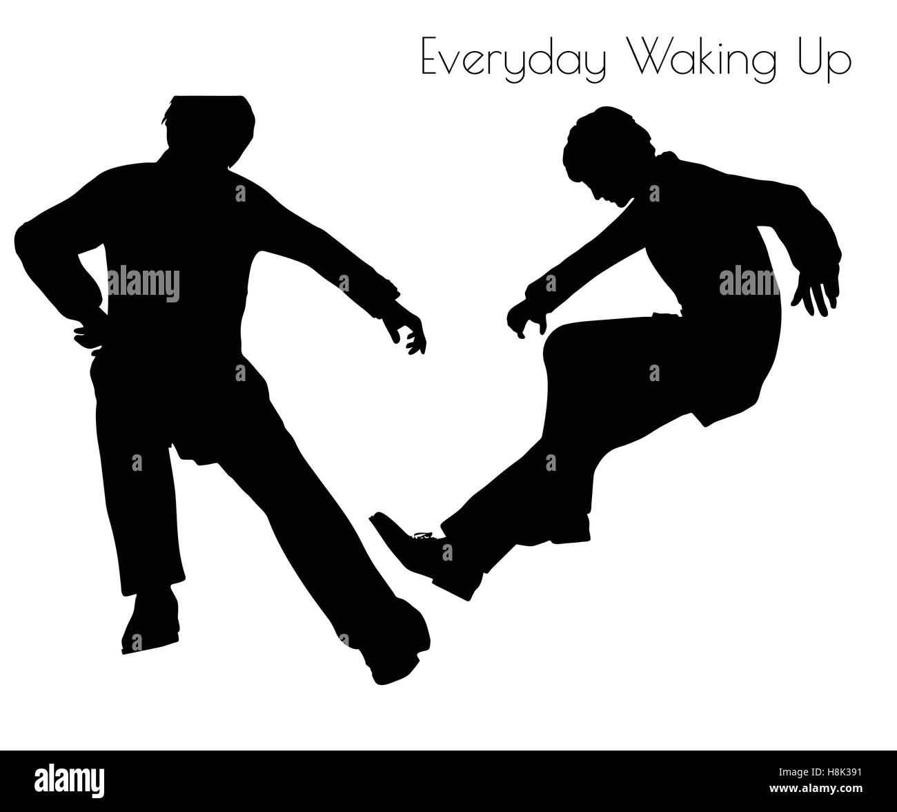 EPS 10 vector illustration of man in Everyday Waking Up pose on white background Stock Vector