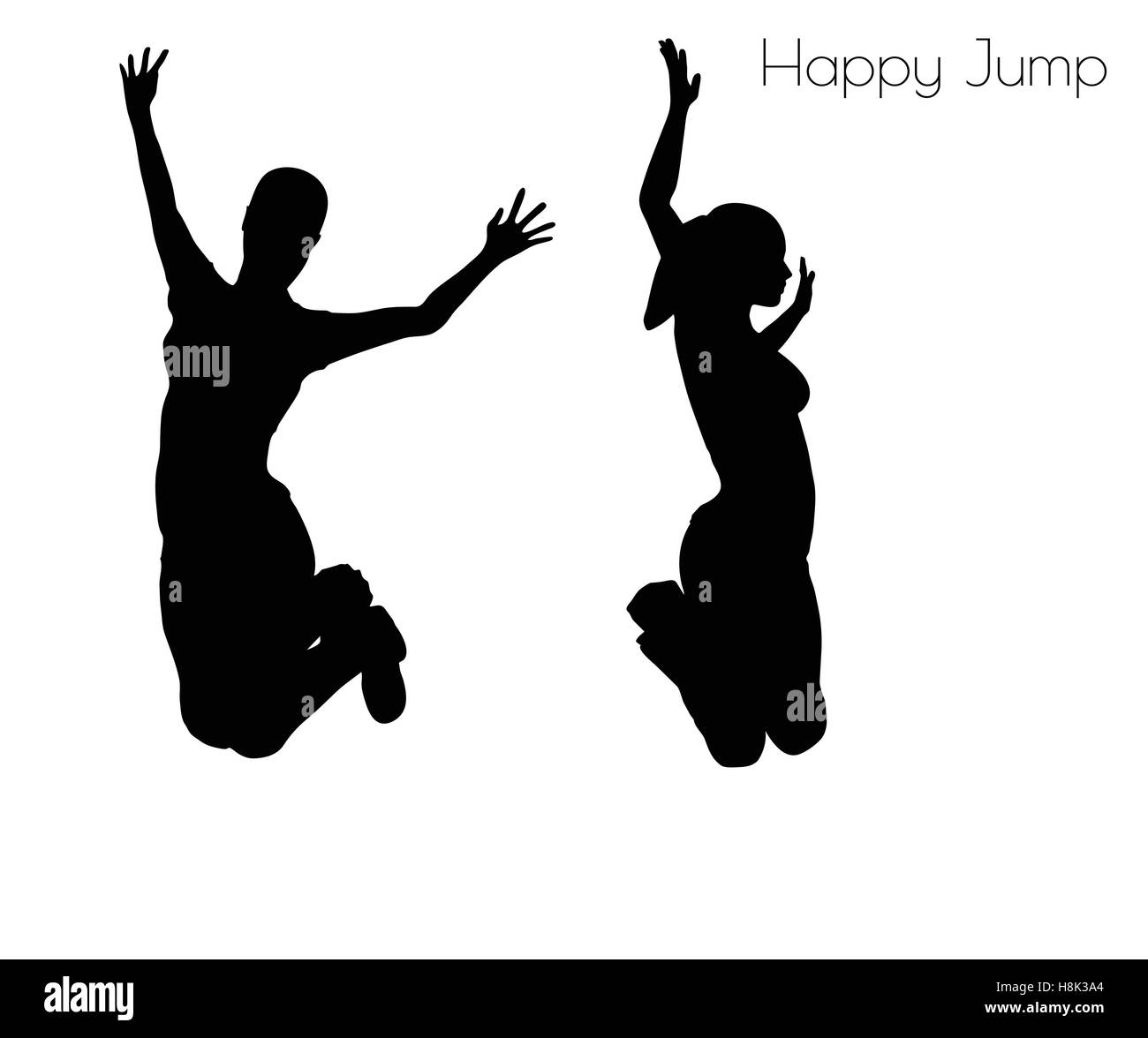 EPS 10 vector illustration of woman in Happy Jump pose on white background Stock Vector