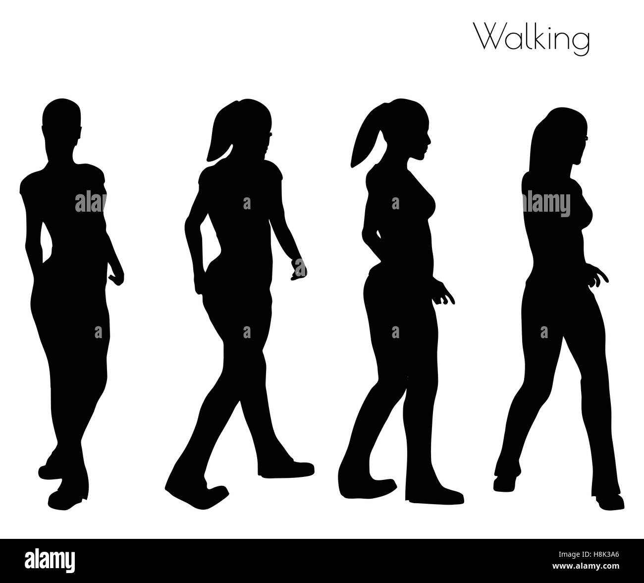 EPS 10 vector illustration of woman in Walking pose on white background Stock Vector