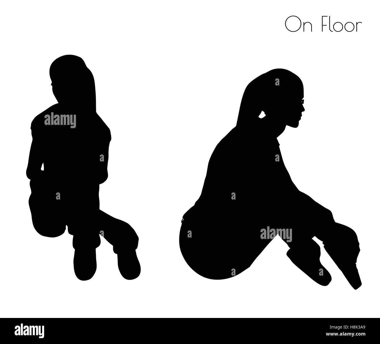 EPS 10 vector illustration of woman in Sitting On Floor pose on white background Stock Vector