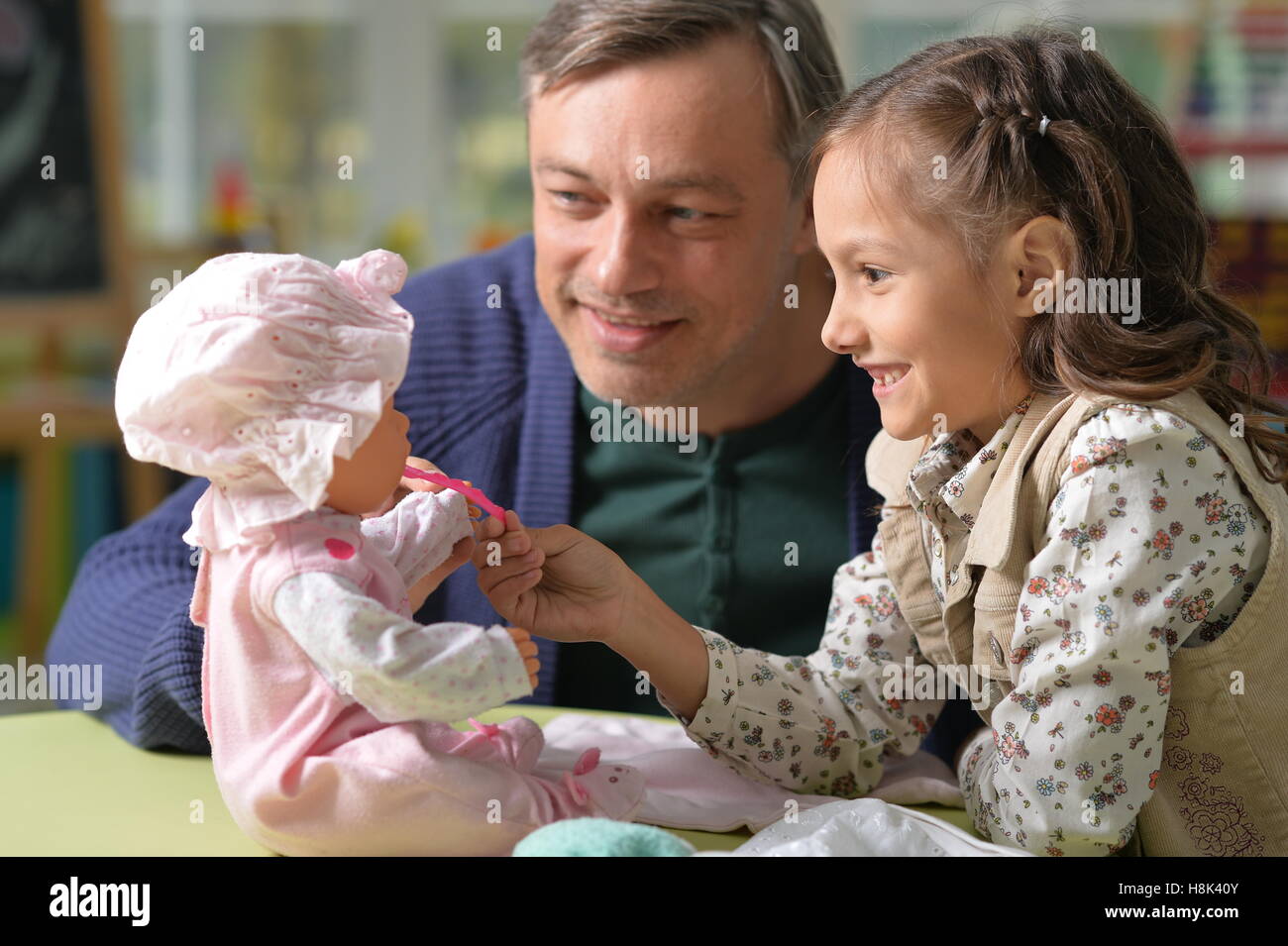 Father and daughter play Stock Photo