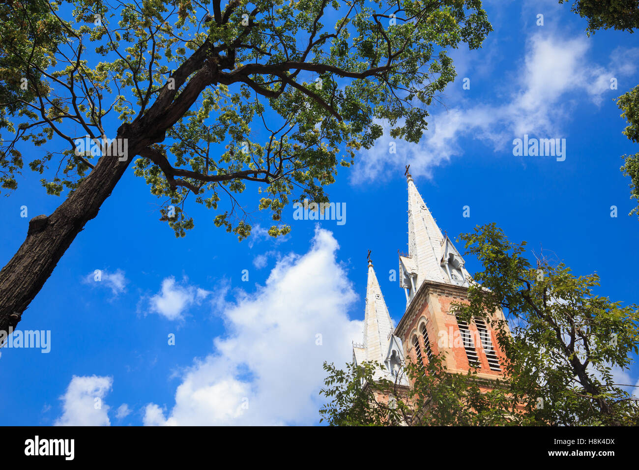 Saigon Notre Dame Cathedral, in a daylife, build in 1883 by French colonists. View from Parkson Plaza. Stock Photo