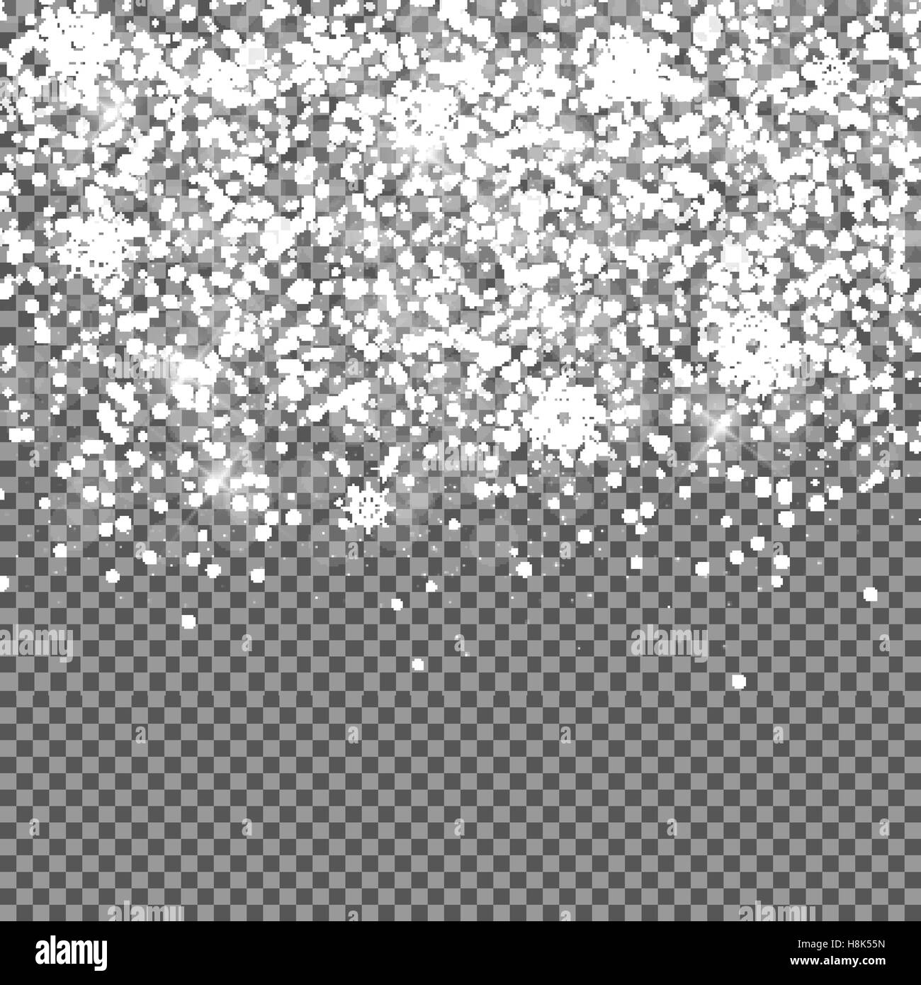 Falling Shining Snowflakes and Snow on Transparent Background. C Stock ...