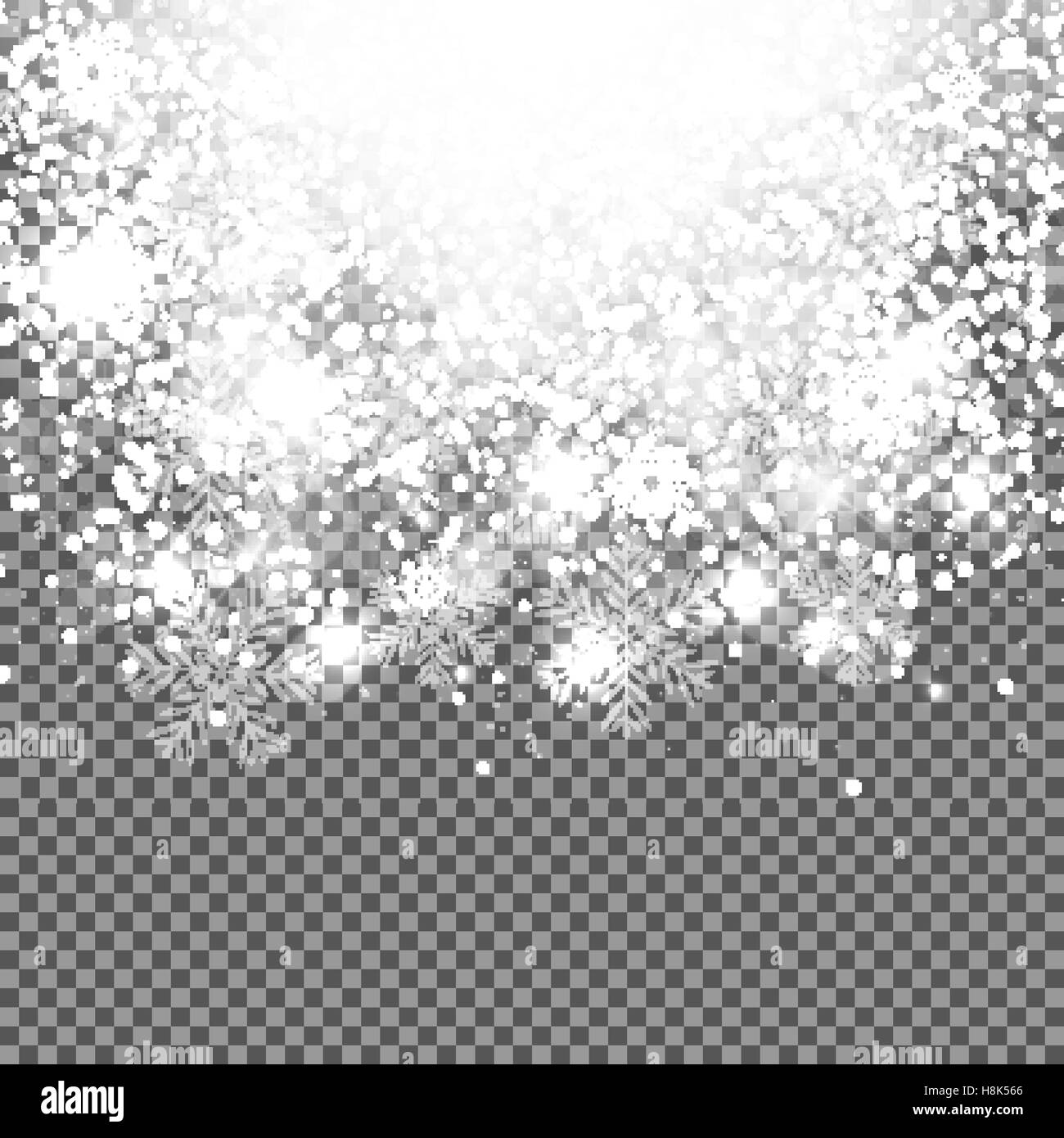 Falling Shining Snowflakes and Snow on Transparent Background. C Stock ...