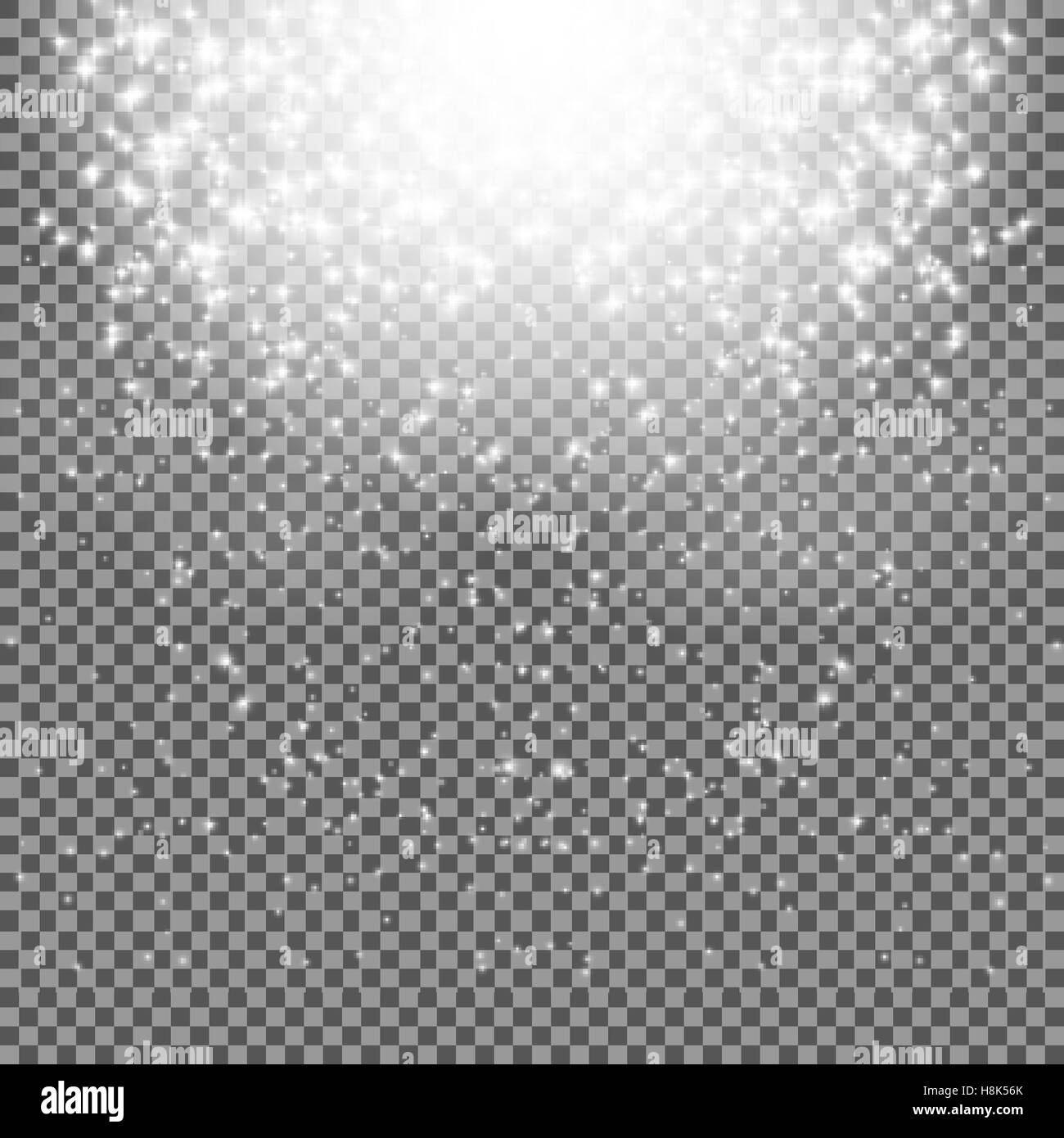 Falling Shining Snowflakes and Snow on Transparent Background. C Stock ...