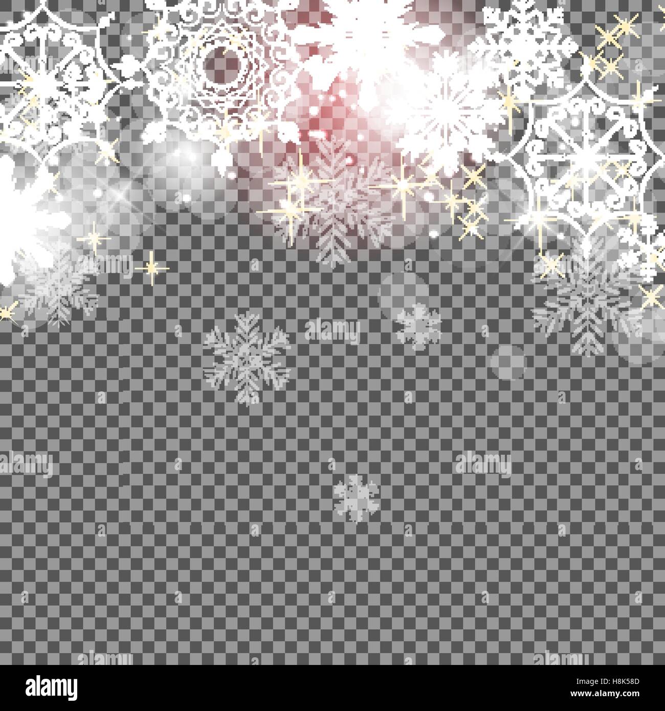 Falling Shining Snowflakes and Snow on Transparent Background. C Stock ...