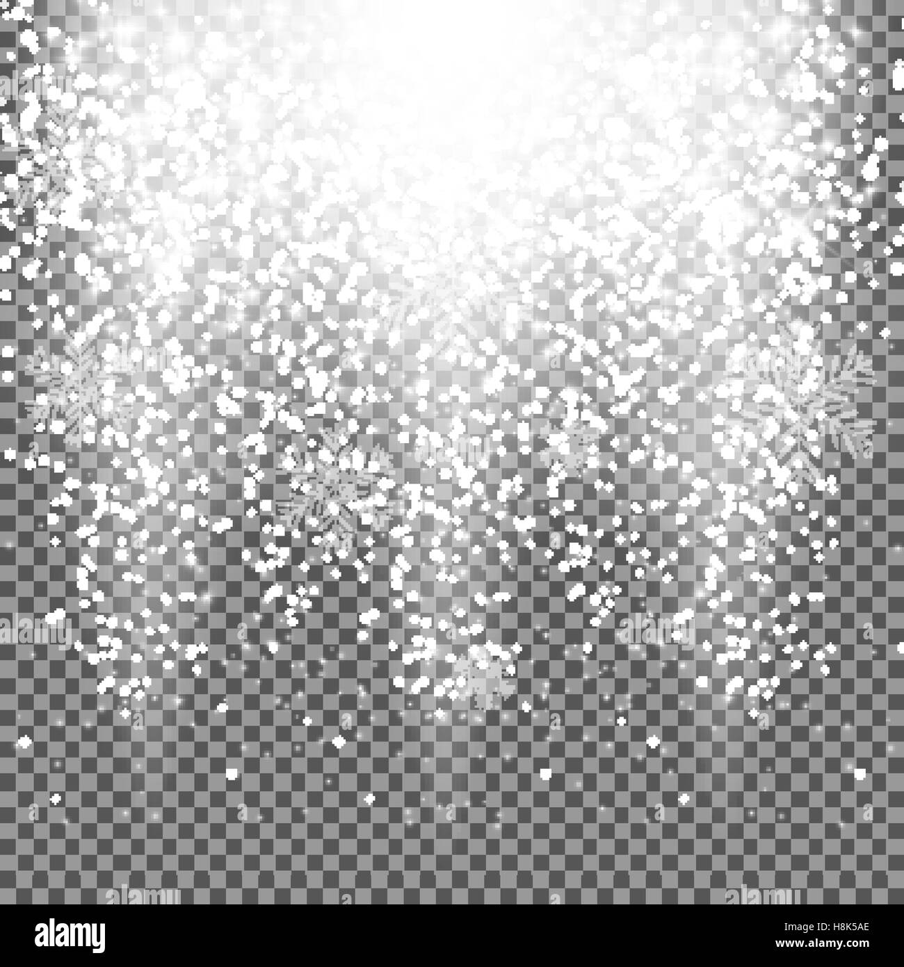 Falling Shining Snowflakes and Snow on Transparent Background. C Stock ...