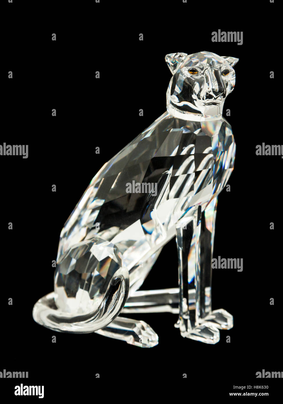 Swarovski Crystal cheetah figurine (model 183225) from 2004 designed by Michael Stamey Stock Photo