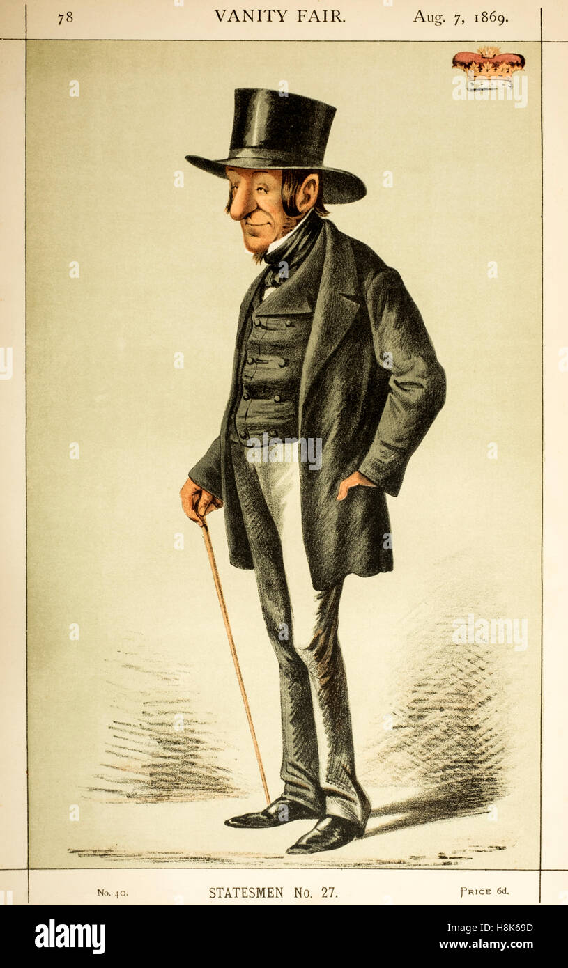 Caricature of Edward Seymour, 12th Duke of Somerset (1804-1885) in the Vanity Fair edition of 4th September 1869 Stock Photo