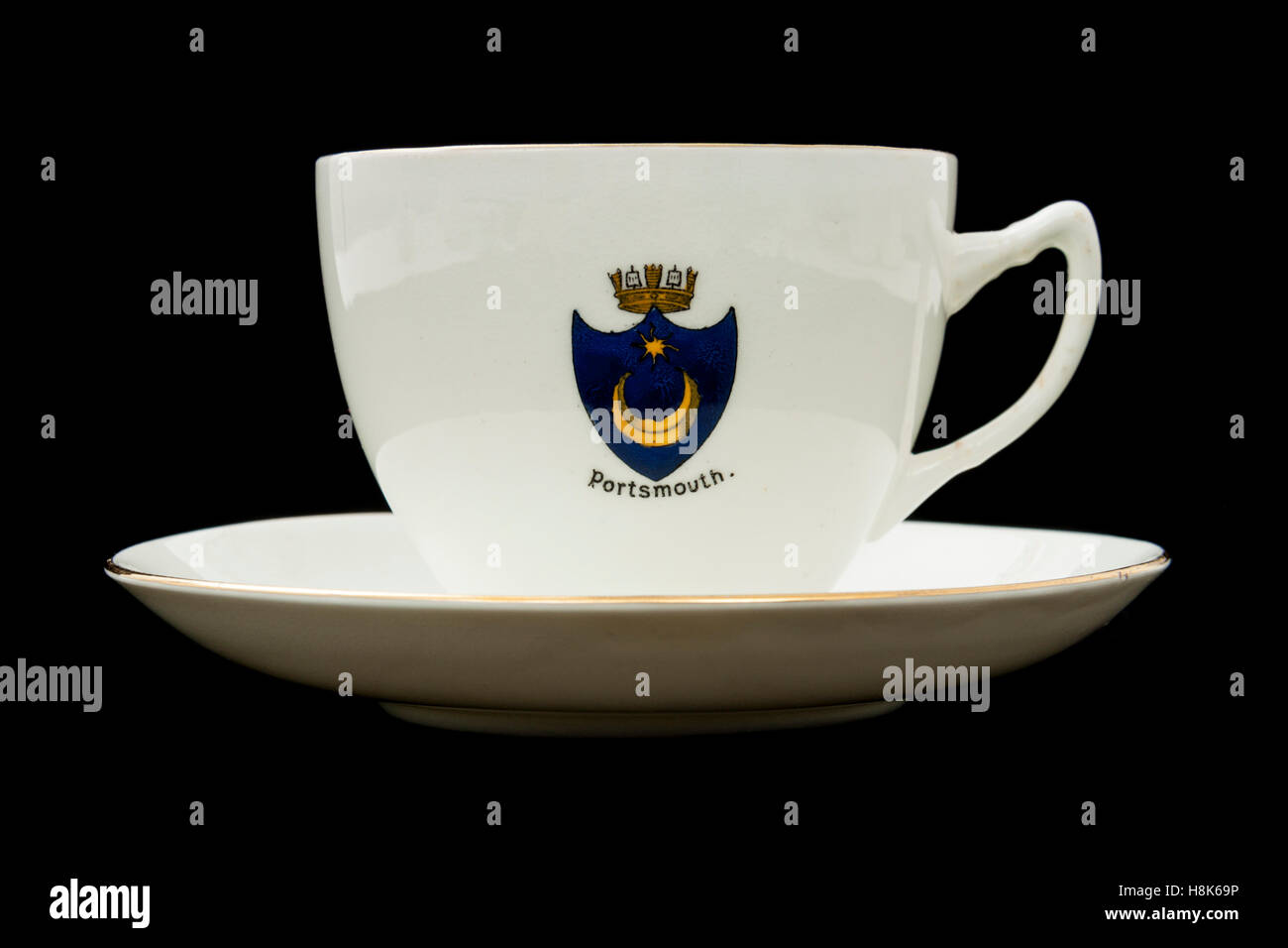 Crested China "Portsmouth" vintage cup and saucer by Willow Pottery