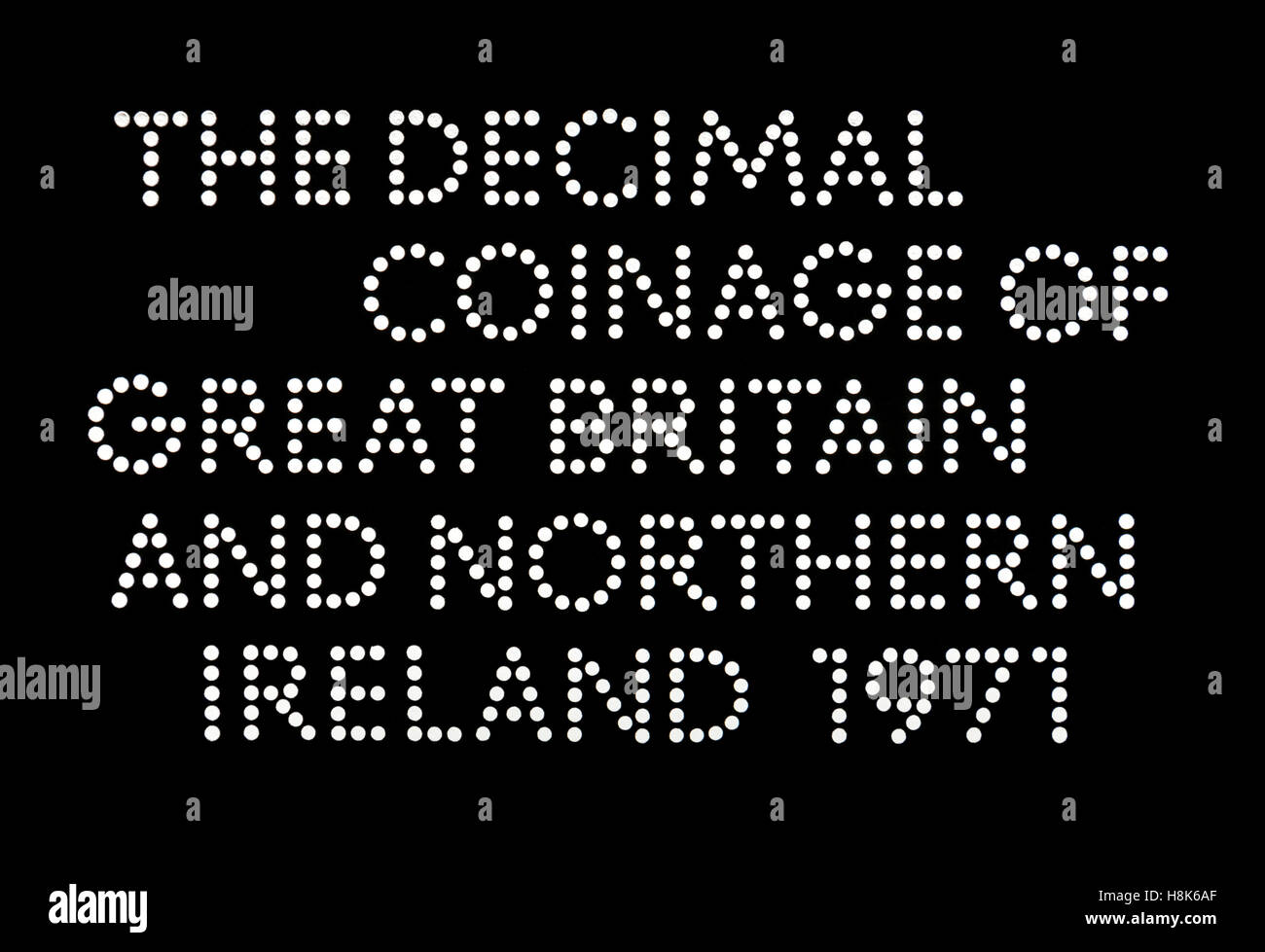 First ever Royal Mint set of Decimal Coinage of Great Britain and Northern Ireland from 1971. Stock Photo