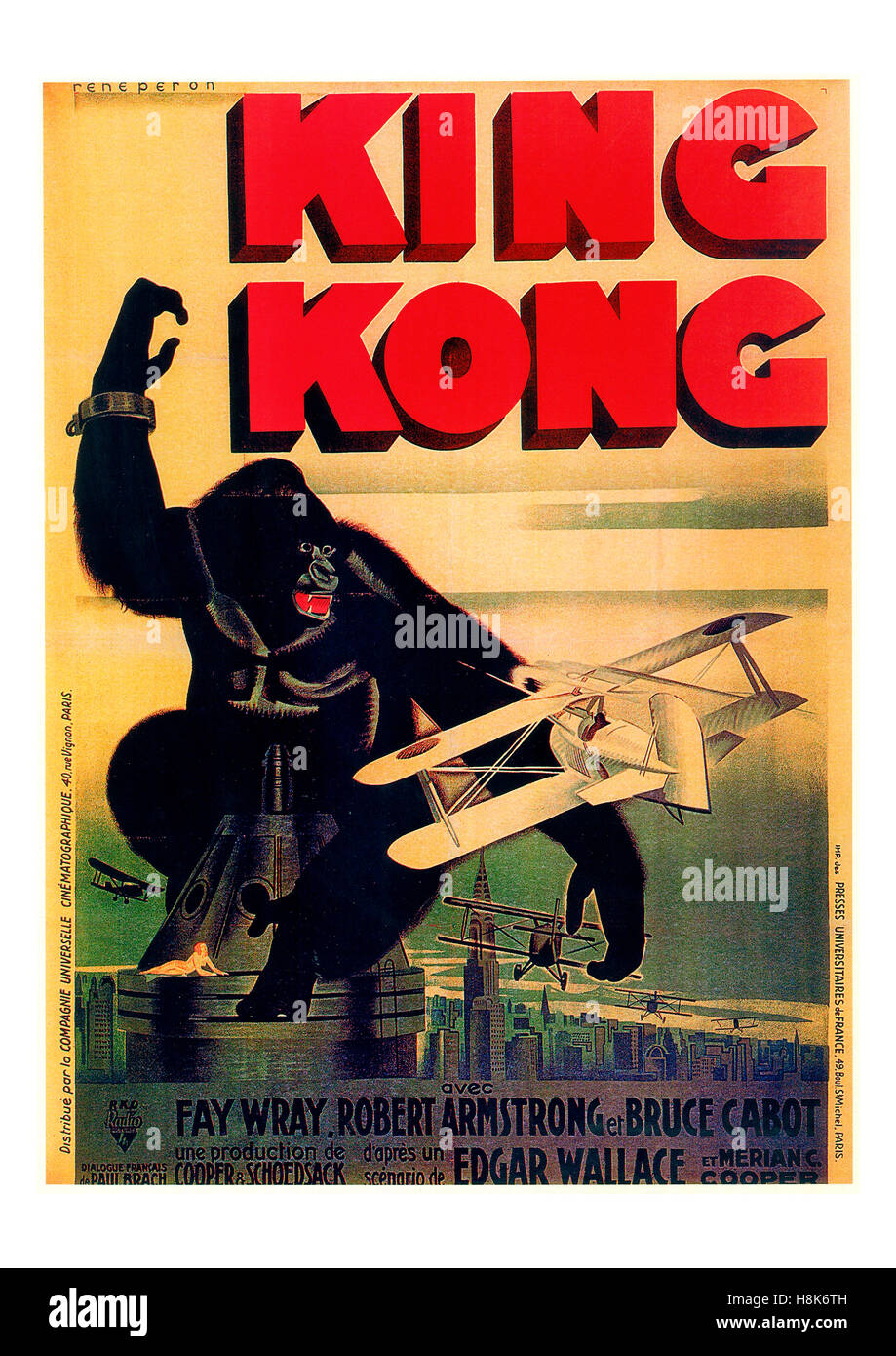 Vintage movie poster for King Kong starring Fay Wray and Robert Armstrong Stock Photo