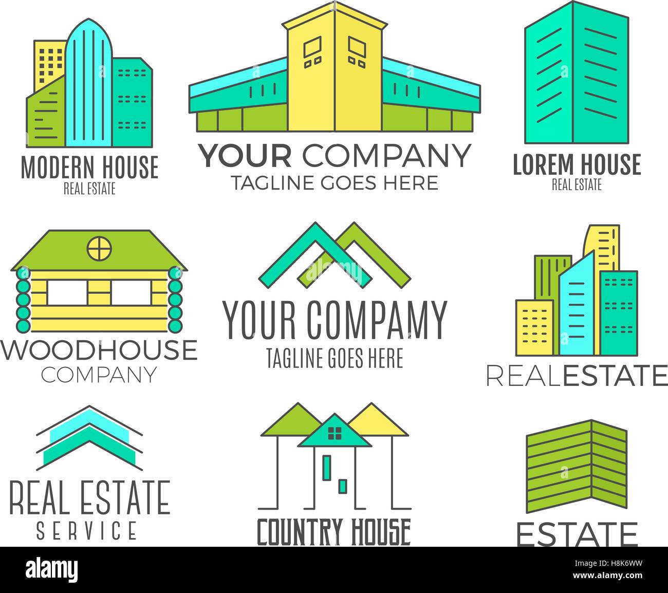 Set of vector house logo designs, real estate icon suitable for info ...