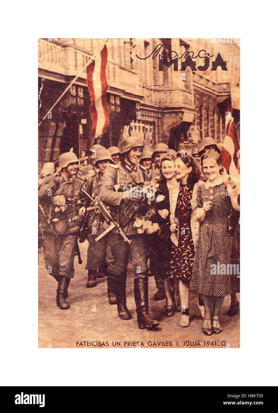 Nazi German occupation of Eastern Europe Latvia entering Riga in 1941 Stock Photo
