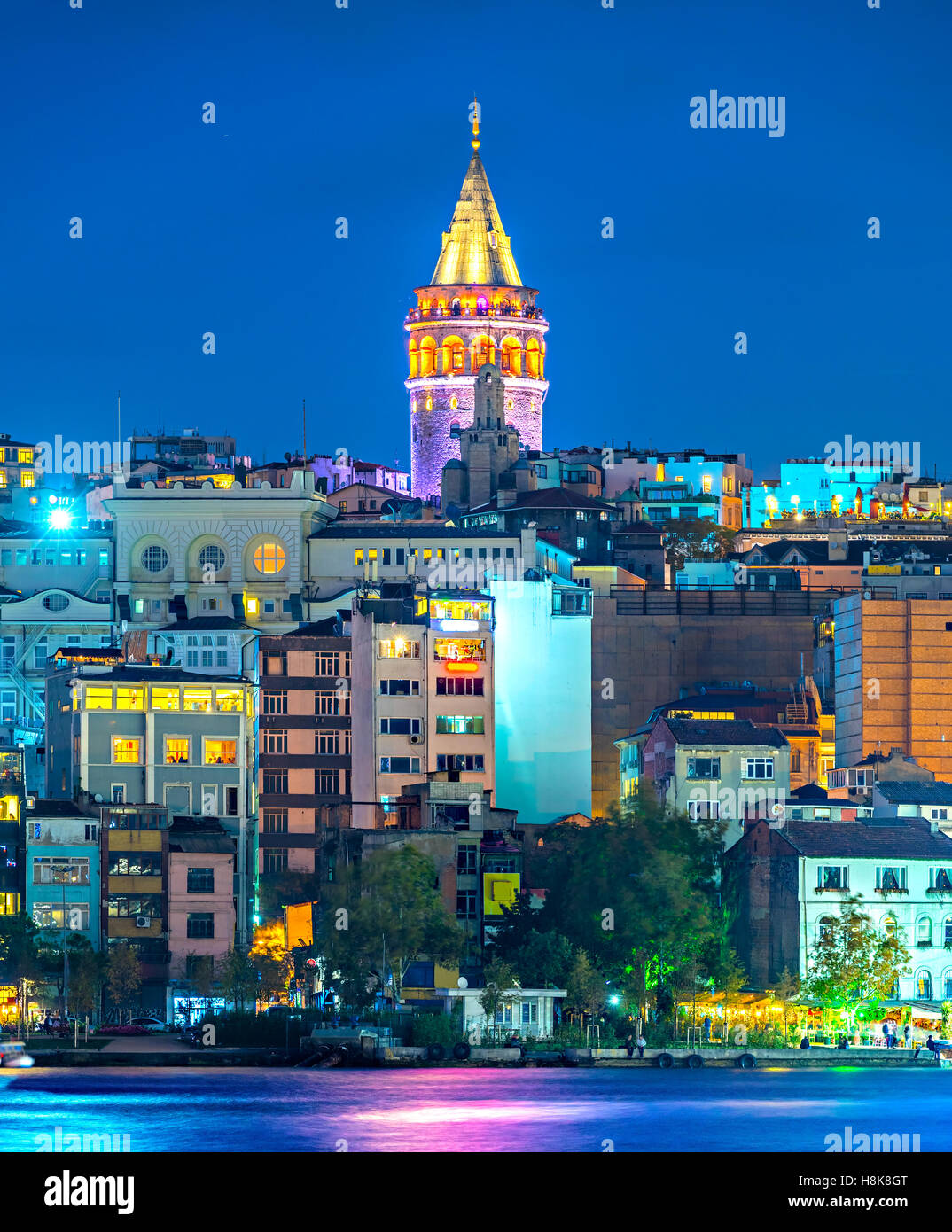 Istanbul at evening - Galata district, Turkey Stock Photo