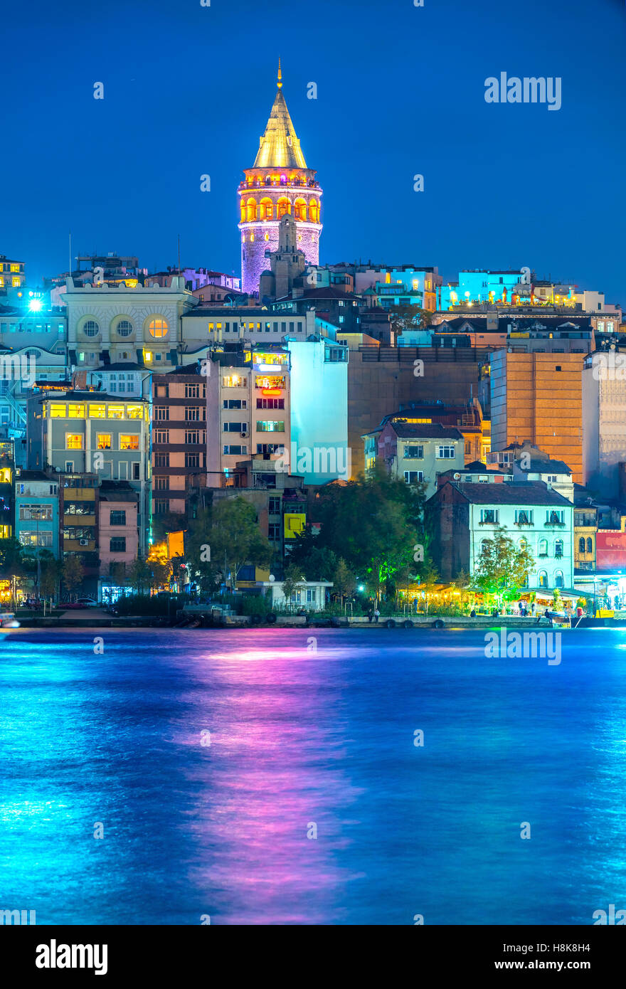 Istanbul at evening - Galata district, Turkey Stock Photo